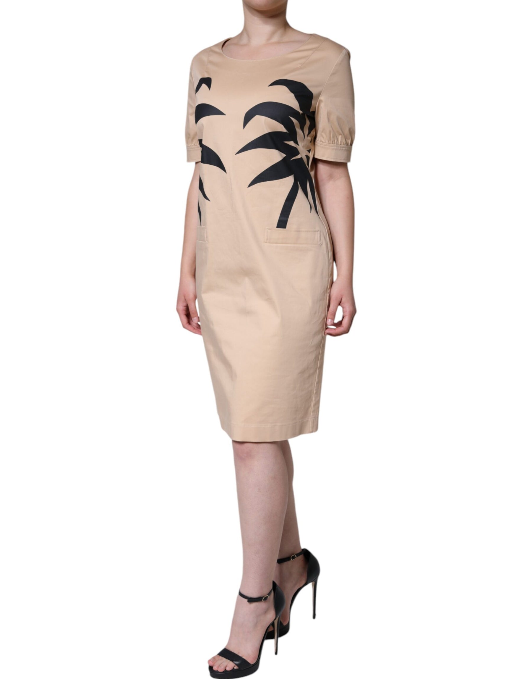 Moschino Beige Cotton Short Sleeve Knee Length Dress | Regal Royce