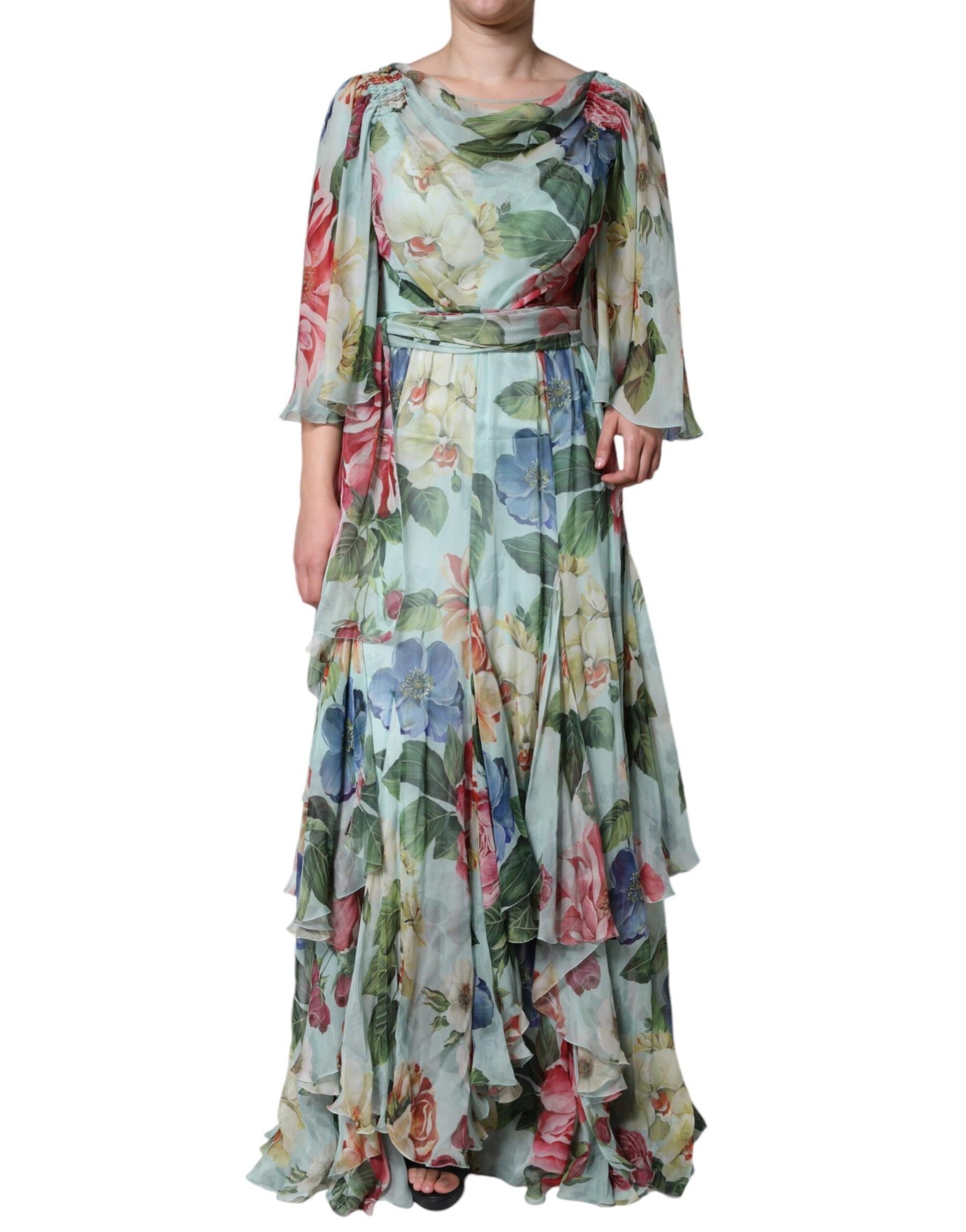 Dolce & Gabbana Multicolor Floral Silk Long Gown Dress | Regal Royce