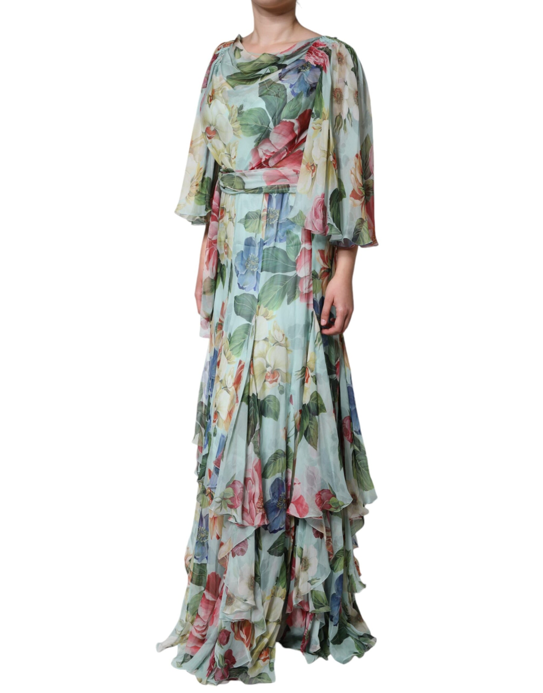 Dolce & Gabbana Multicolor Floral Silk Long Gown Dress | Regal Royce