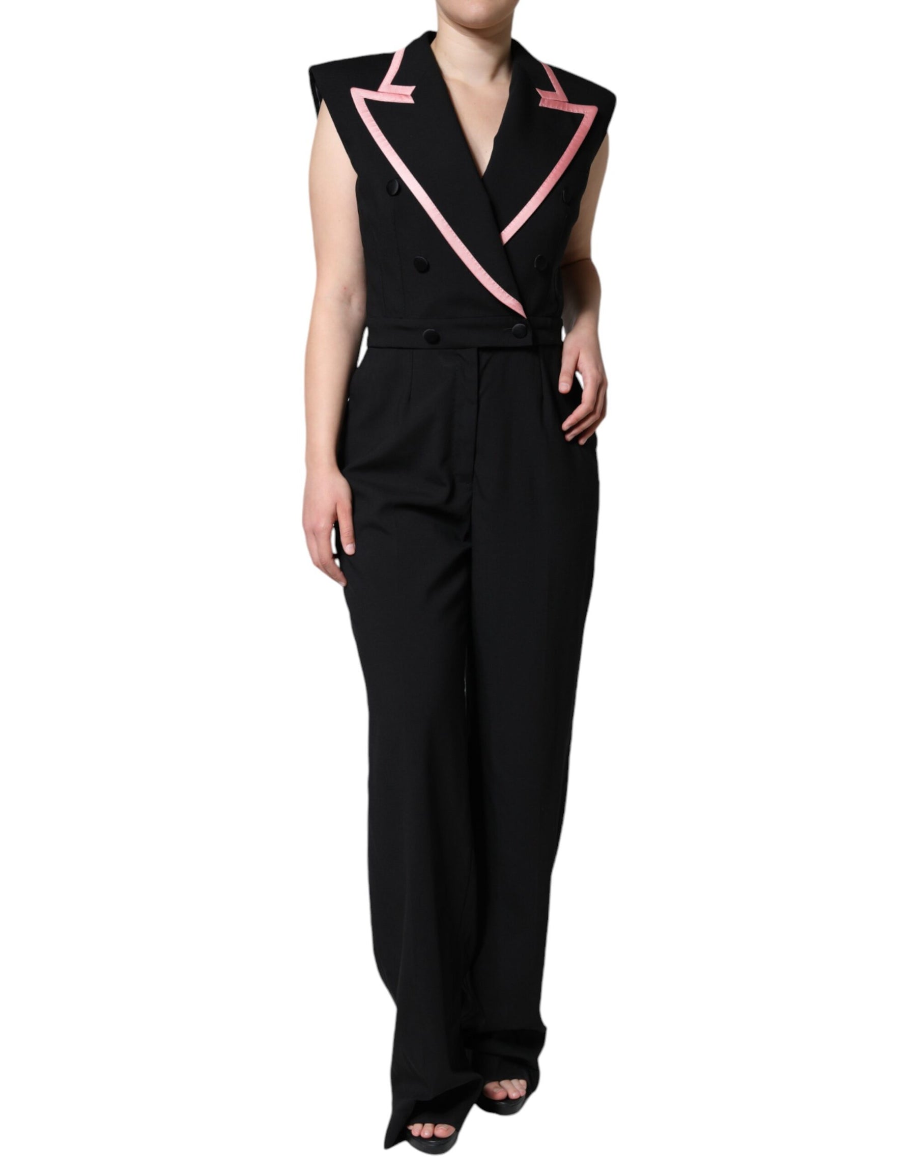 Dolce & Gabbana Black Wool Blend Sleeveless Jumpsuit Dress | Regal Royce