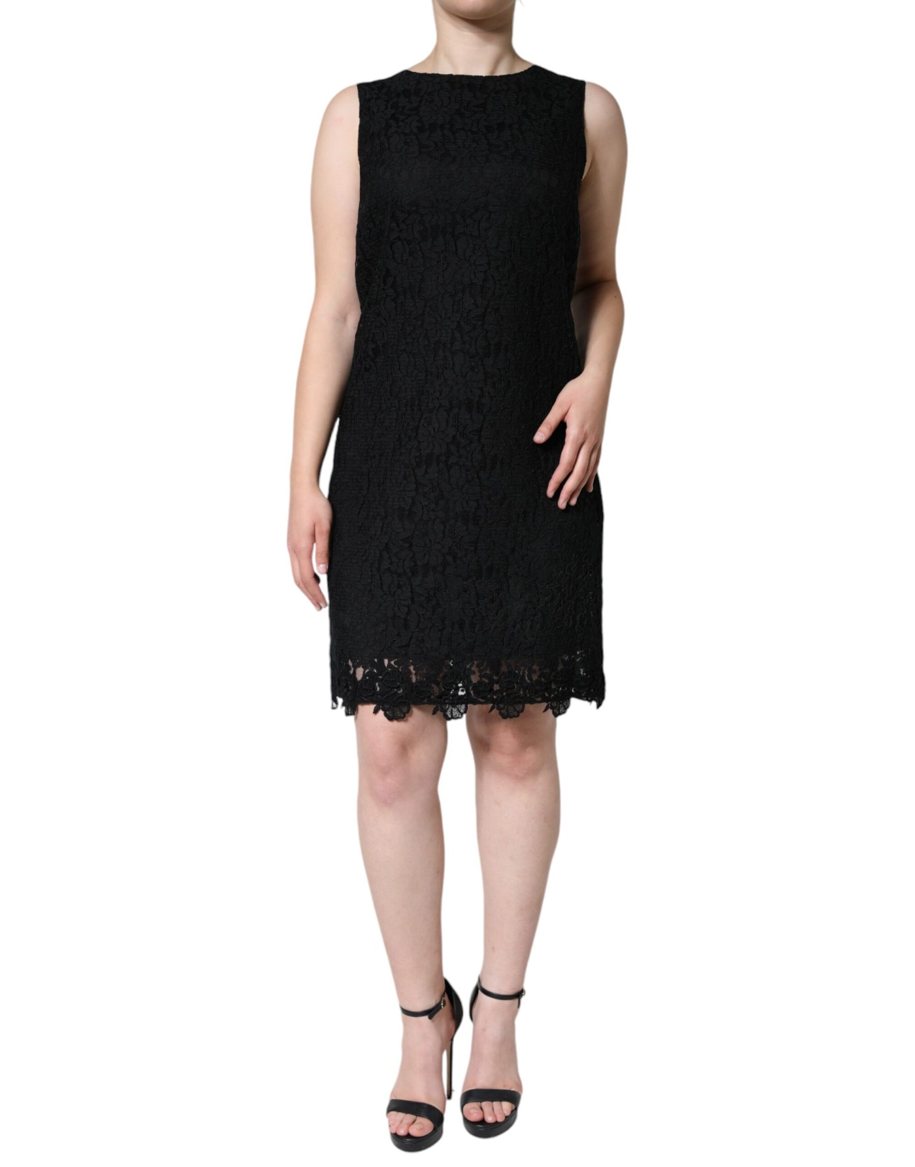 Dolce & Gabbana Black Floral Lace Sheath Sleeveless Mini Dress | Regal Royce