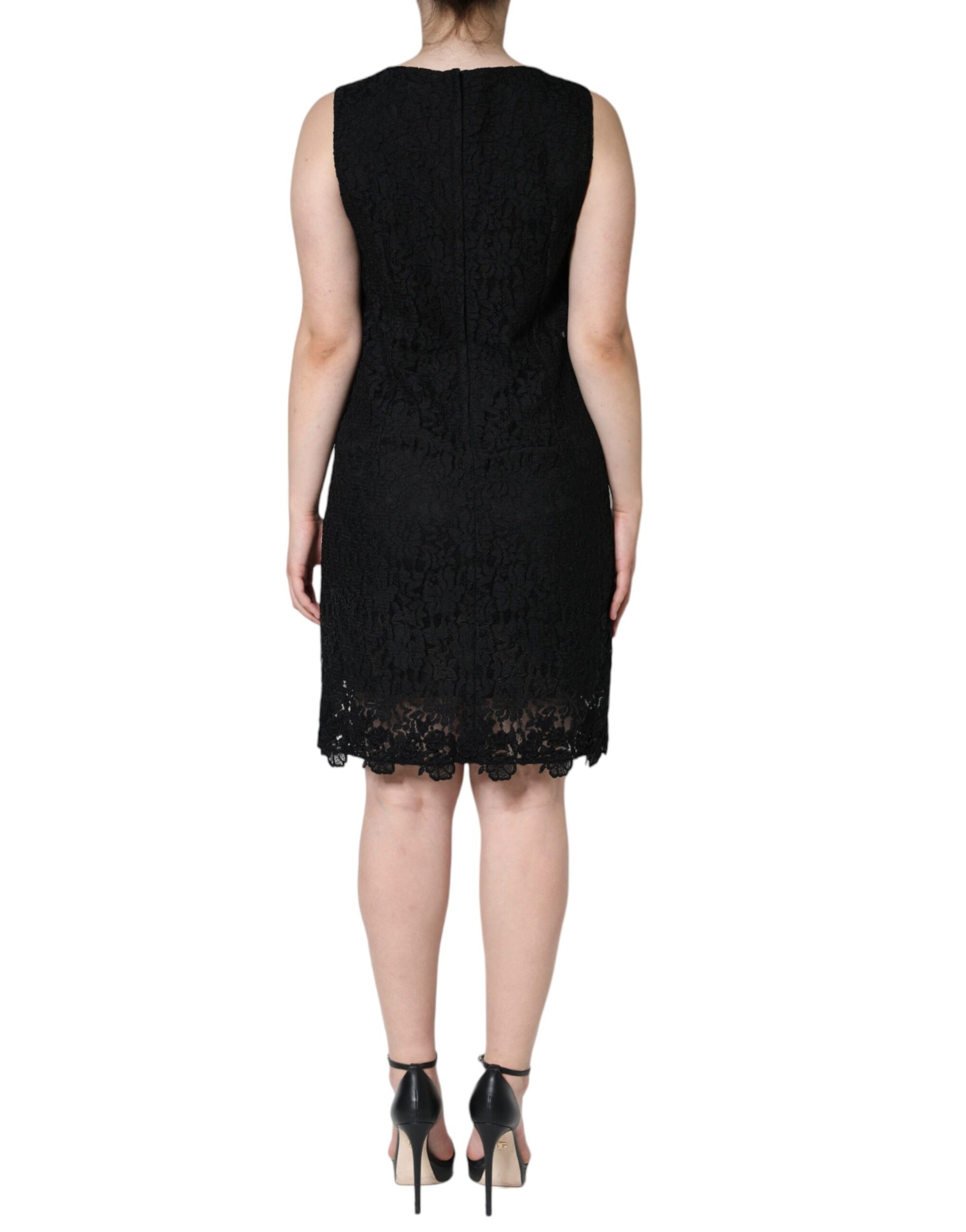 Dolce & Gabbana Black Floral Lace Sheath Sleeveless Mini Dress | Regal Royce