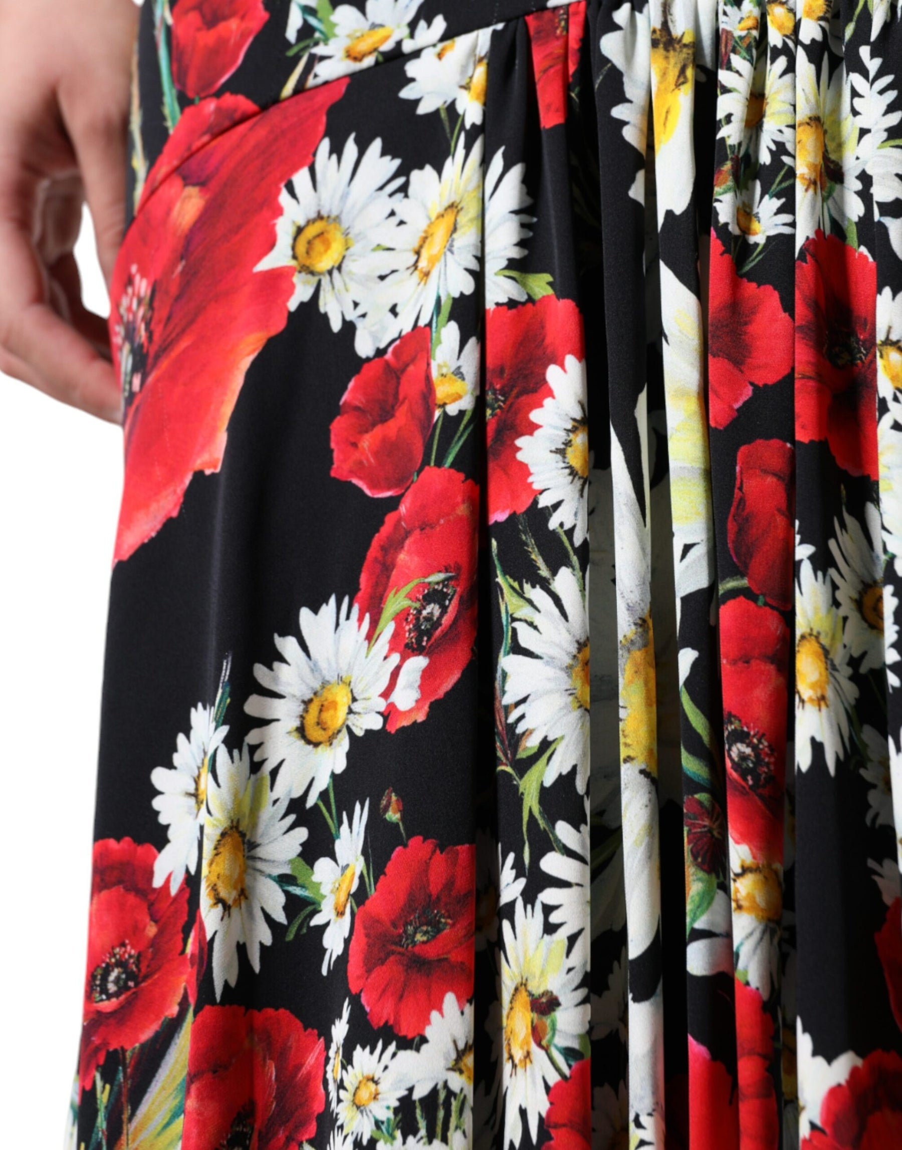Dolce & Gabbana Black Floral Silk Sleeveless Long Gown Dress | Regal Royce