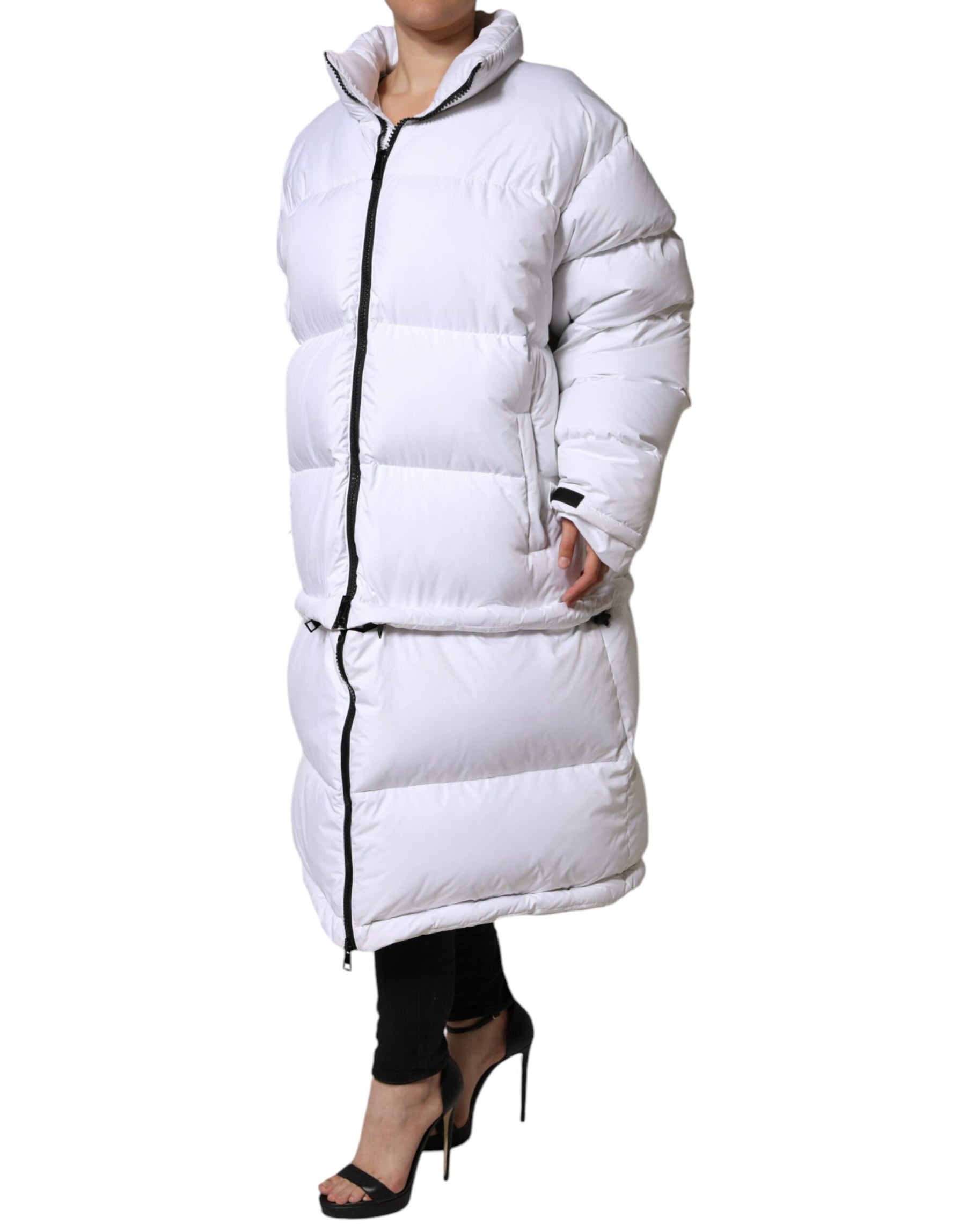 Dolce & Gabbana White Puffer Quilted Full Zip Coat Jacket | Regal Royce