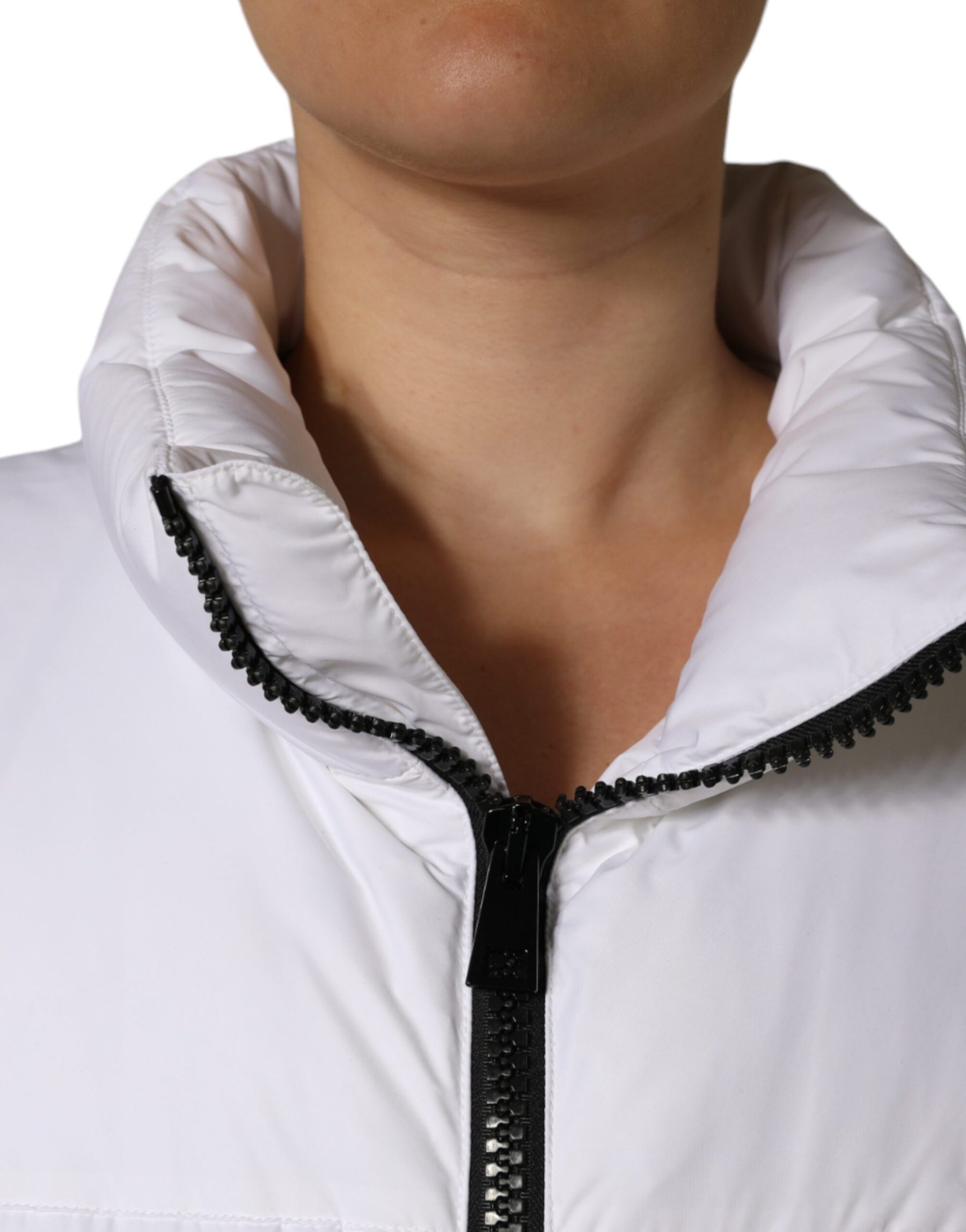Dolce & Gabbana White Puffer Quilted Full Zip Coat Jacket | Regal Royce