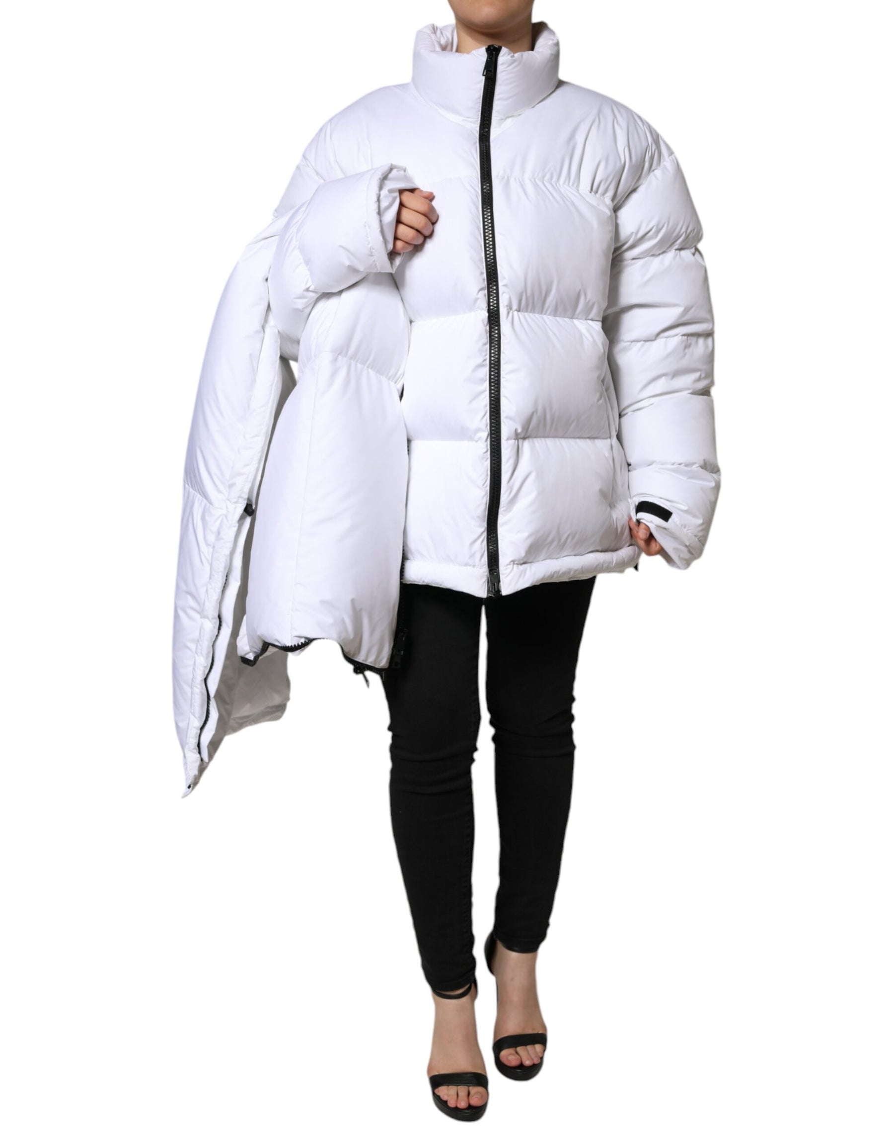 Dolce & Gabbana White Puffer Quilted Full Zip Coat Jacket | Regal Royce