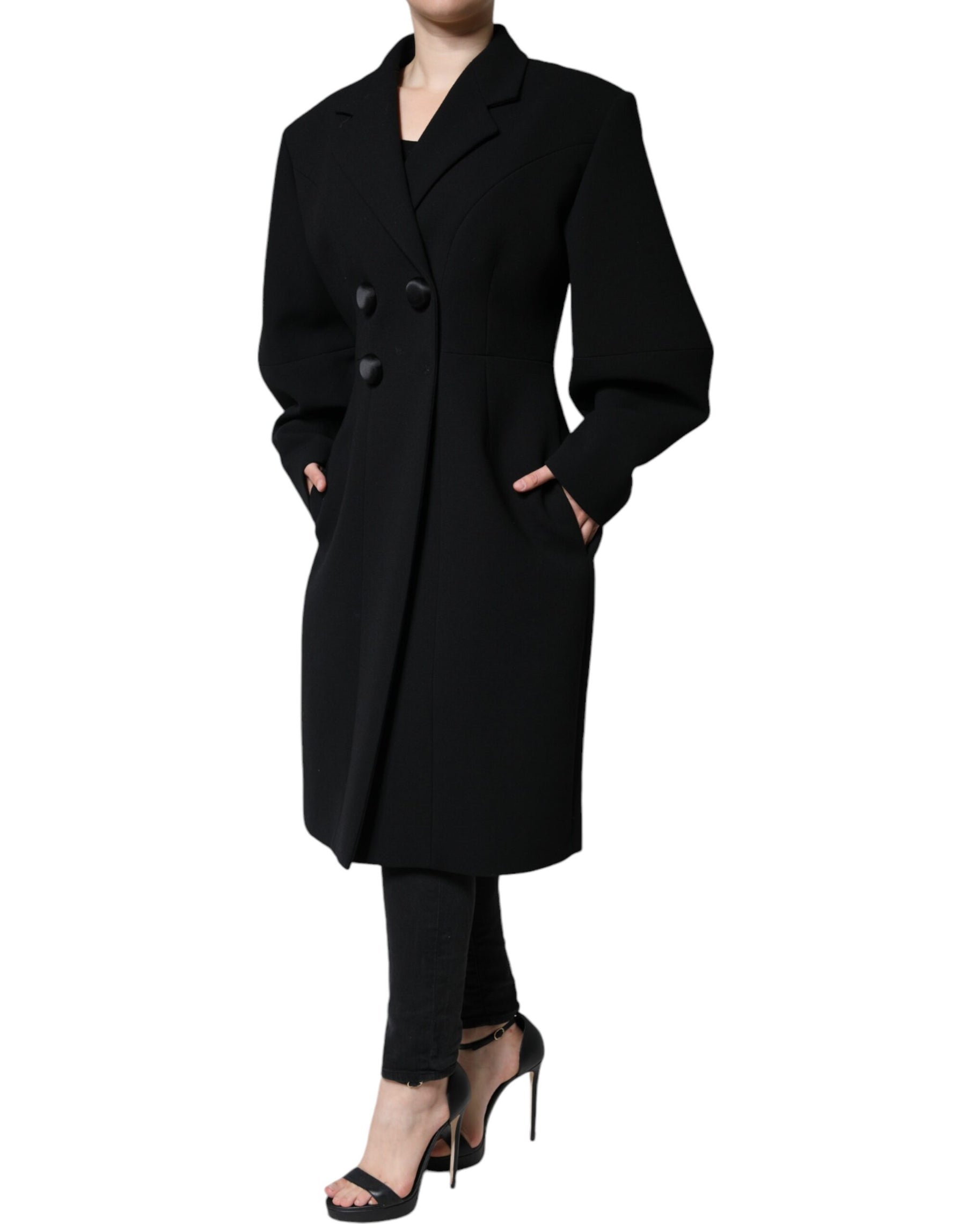 Dolce & Gabbana Black Double Breasted Trench Coat Jacket | Regal Royce
