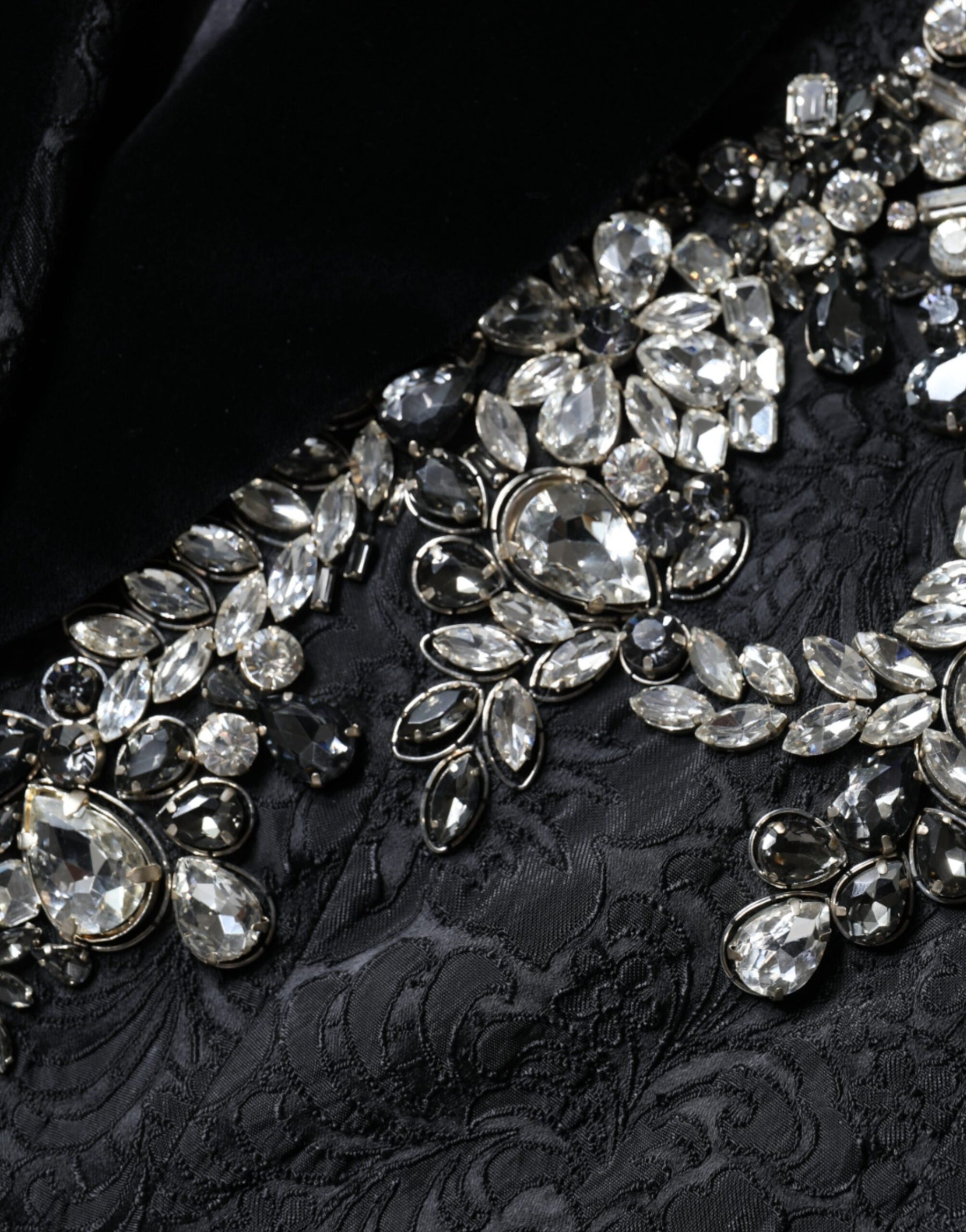 Dolce & Gabbana Black Jacquard Crystal Floral Jacket Blazer | Regal Royce