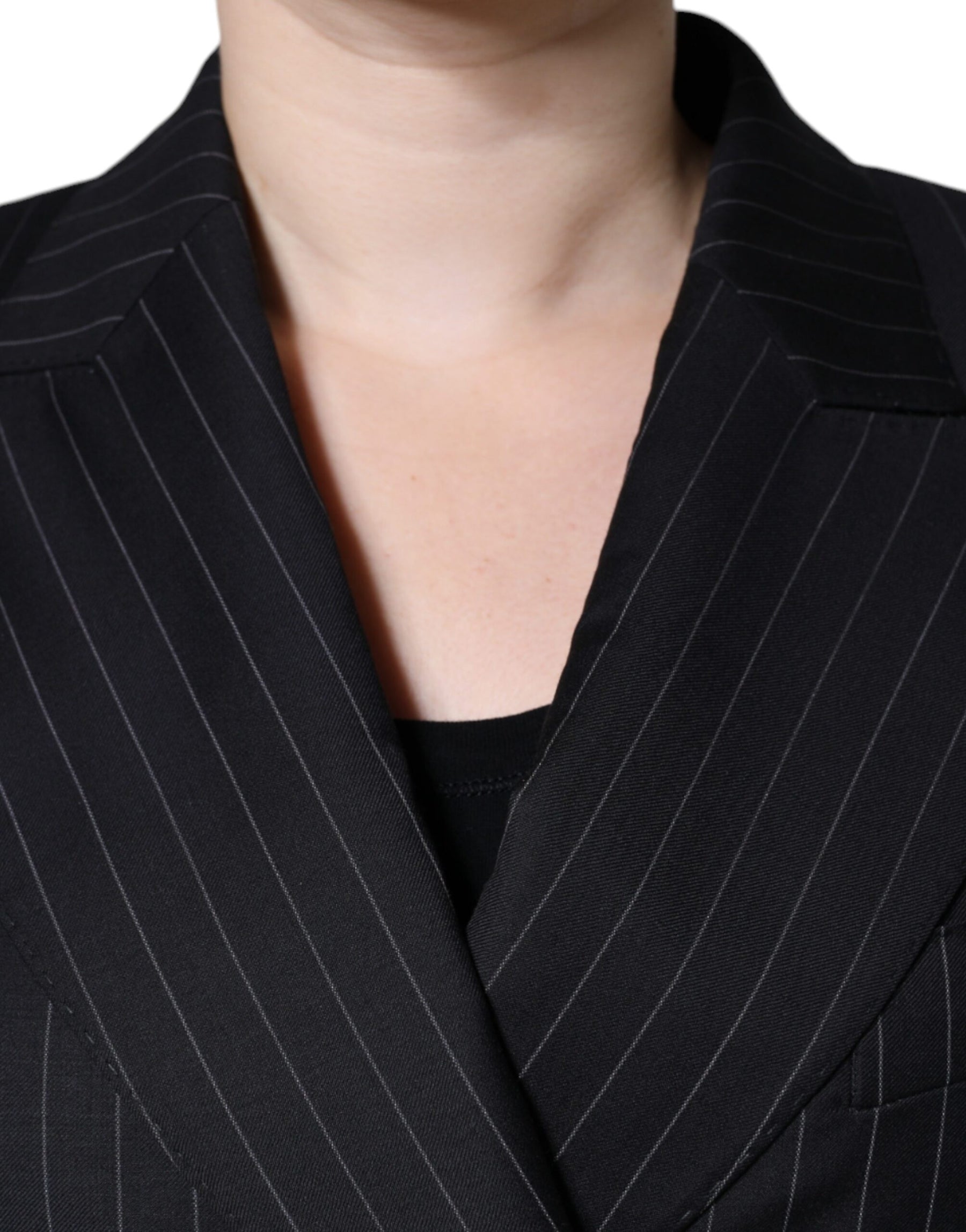 Dolce & Gabbana Black Striped Double Breasted Coat Jacket | Regal Royce