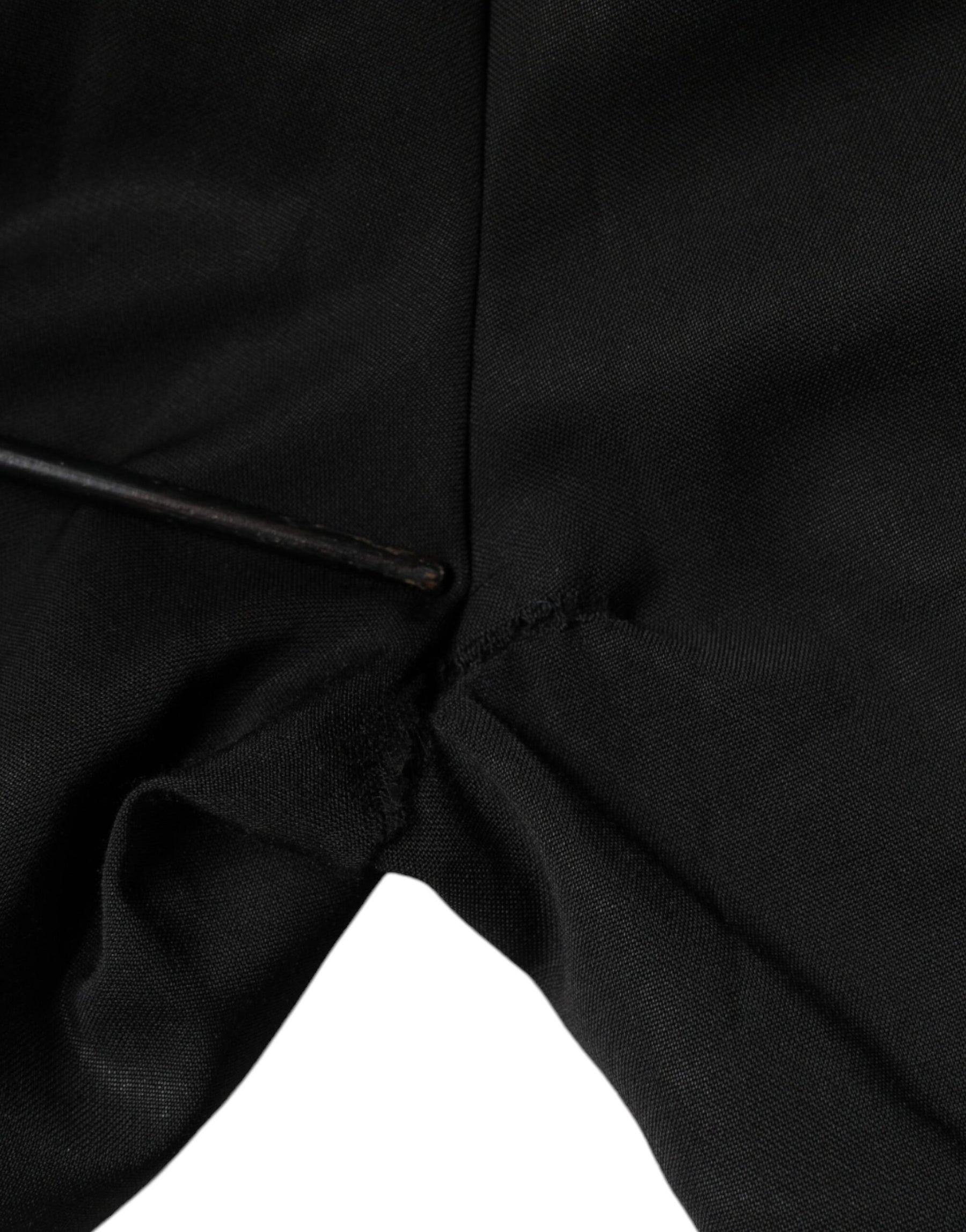 Dolce & Gabbana Black Polyester High Waist Tapered Pants | Regal Royce