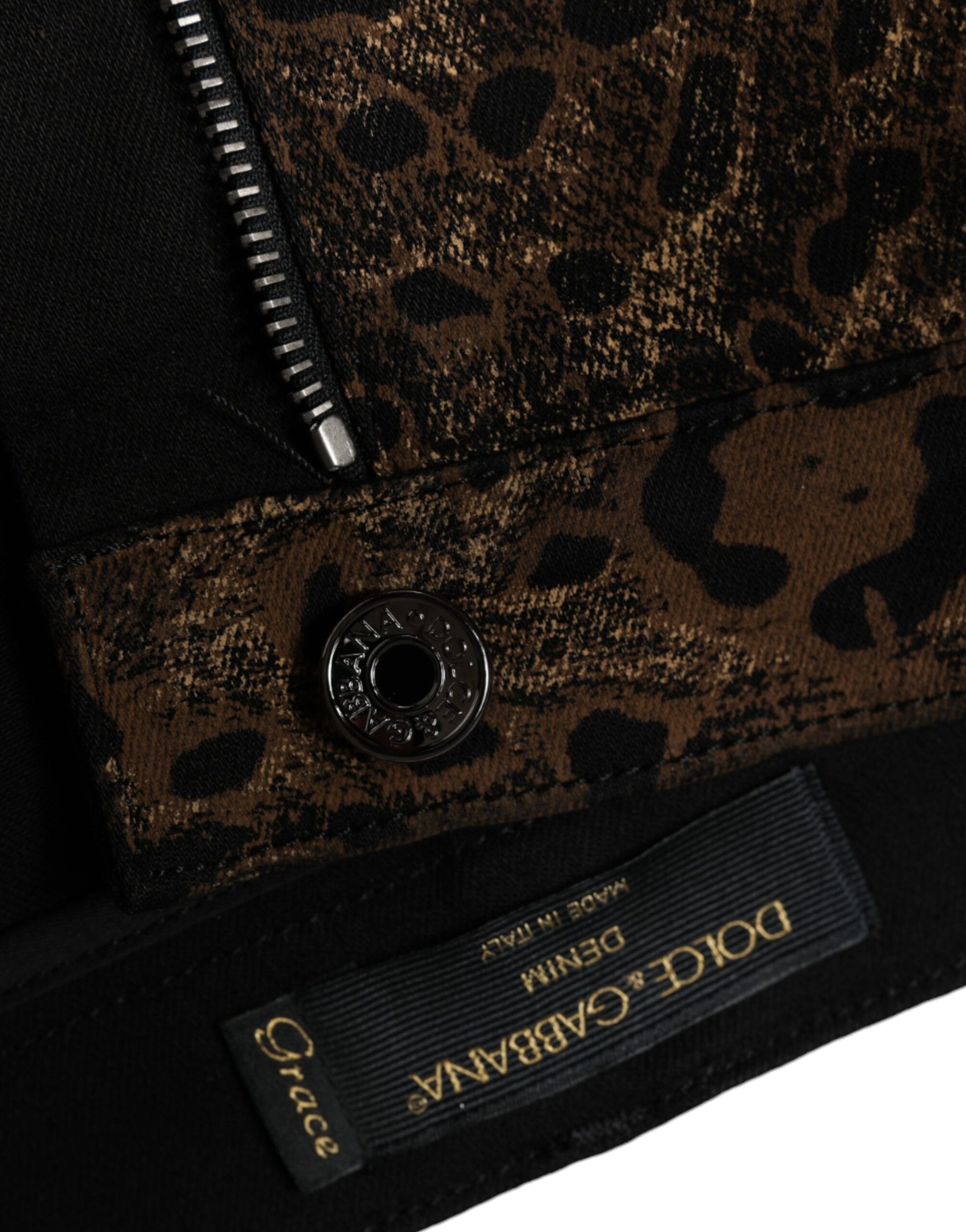Dolce & Gabbana Brown Leopard Cotton Skinny Denim Jeans | Regal Royce