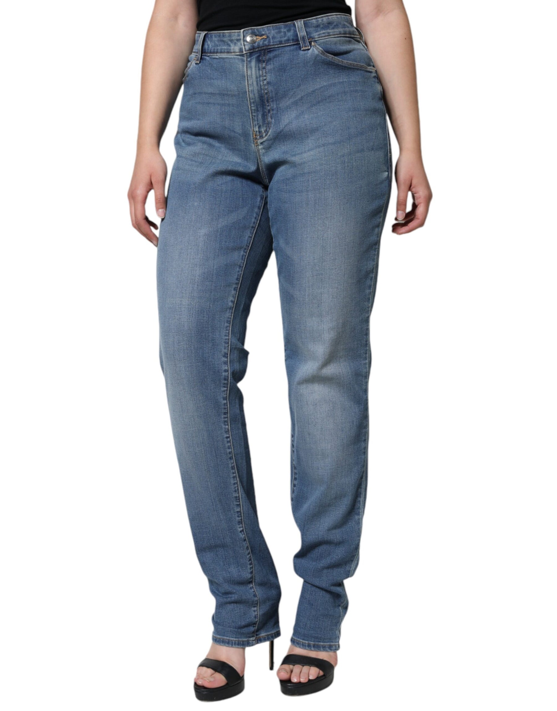 Emporio Armani Blue Washed High Waisted Skinny Women Denim Jeans | Regal Royce