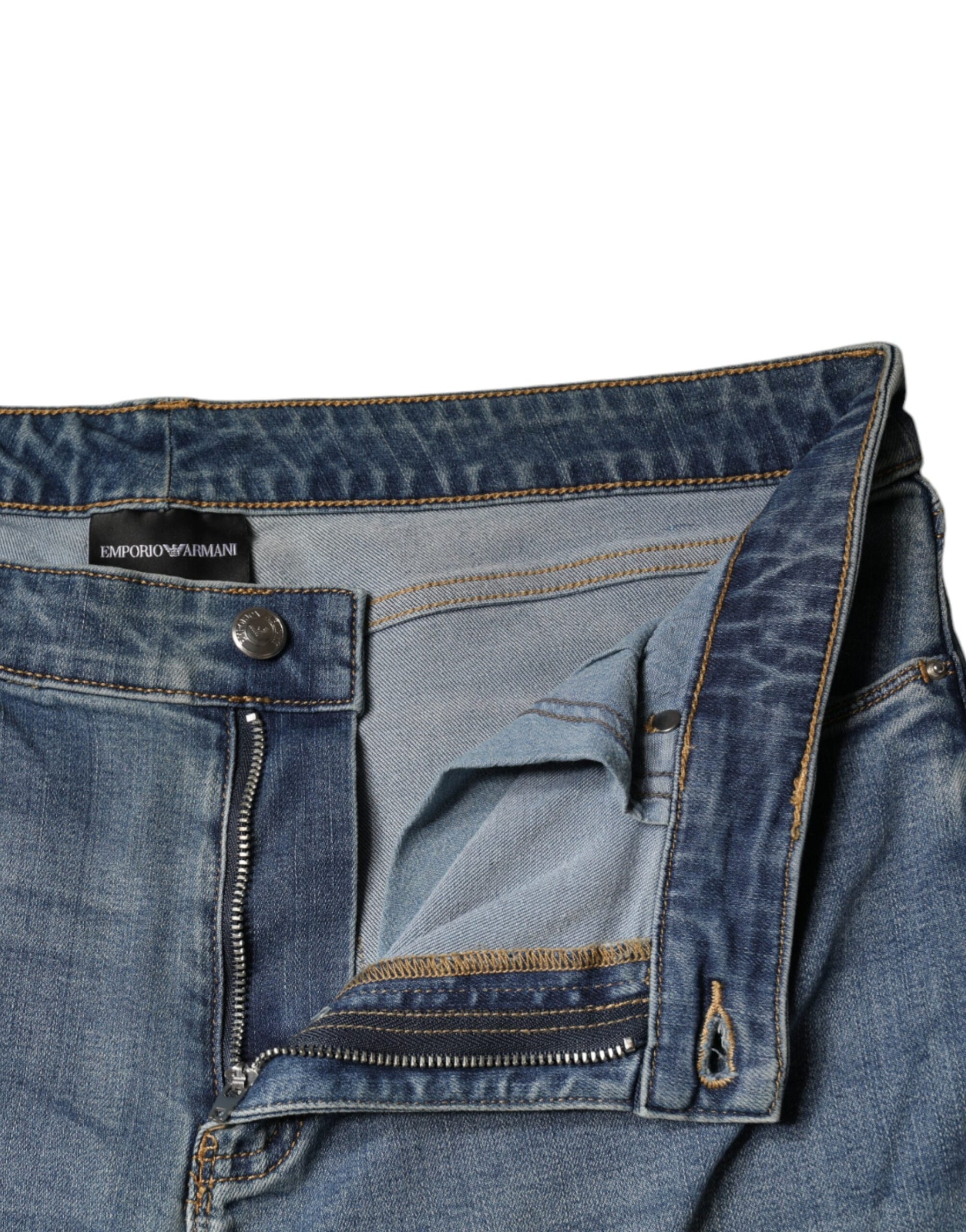 Emporio Armani Blue Washed High Waisted Skinny Women Denim Jeans | Regal Royce