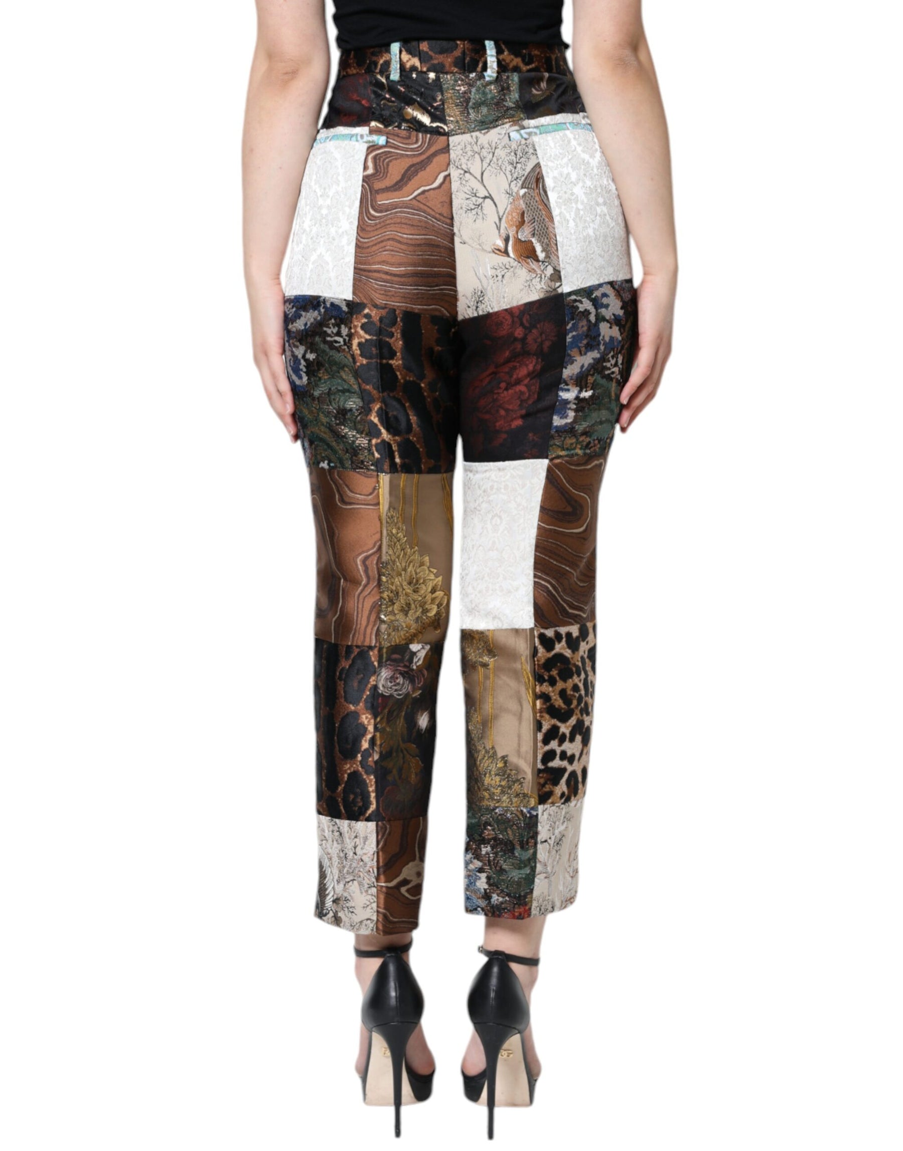 Dolce & Gabbana Multicolor Patchwork Jacquard High Waist Pants | Regal Royce