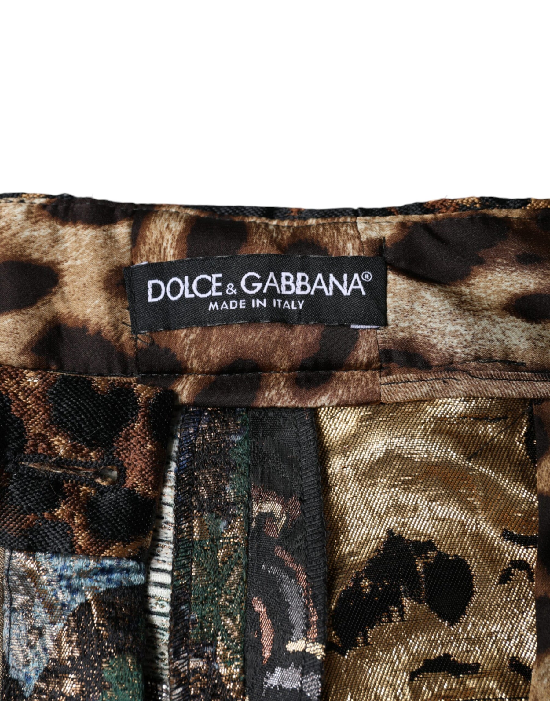 Dolce & Gabbana Multicolor Patchwork Jacquard High Waist Pants | Regal Royce