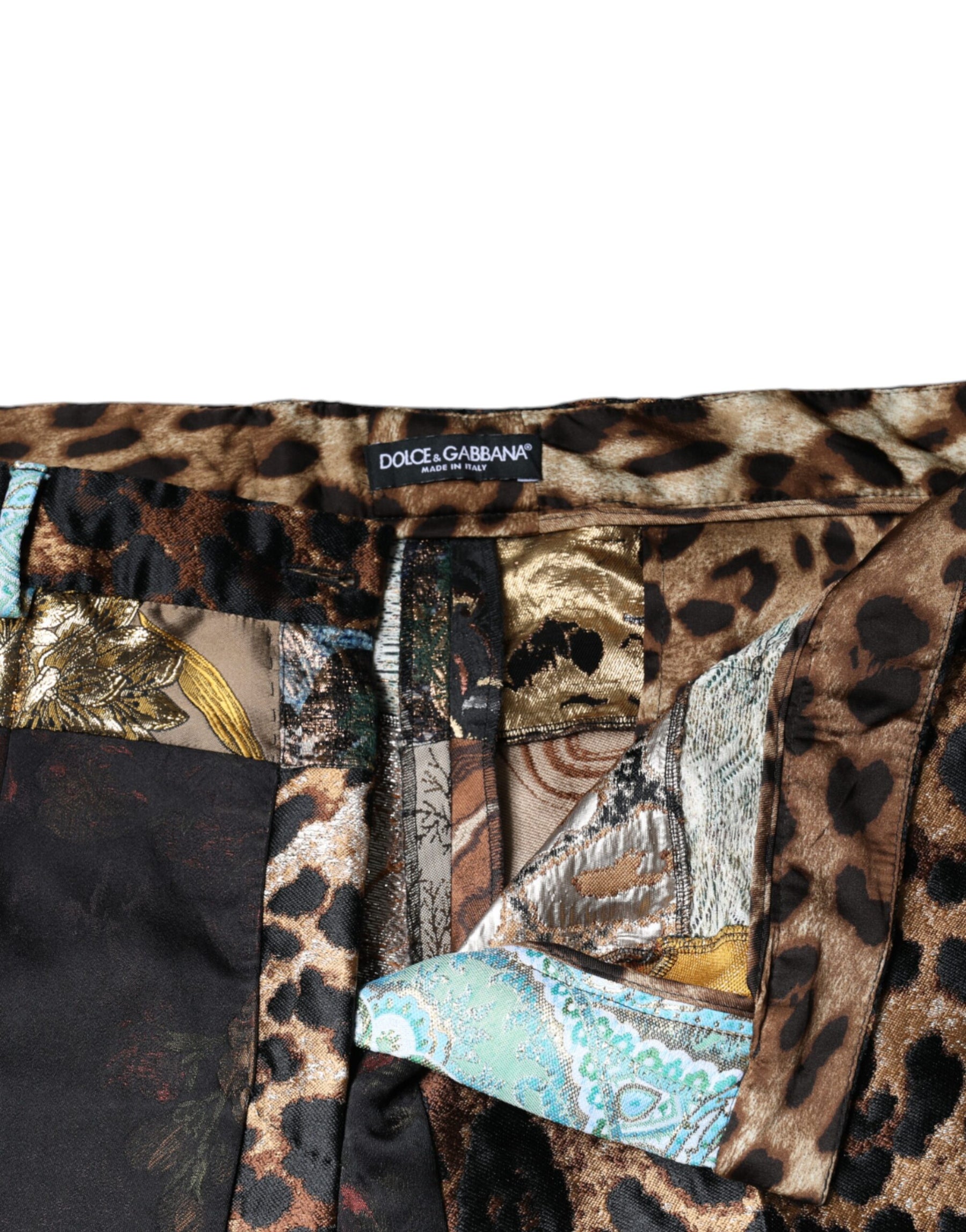 Dolce & Gabbana Multicolor Patchwork Jacquard High Waist Pants | Regal Royce