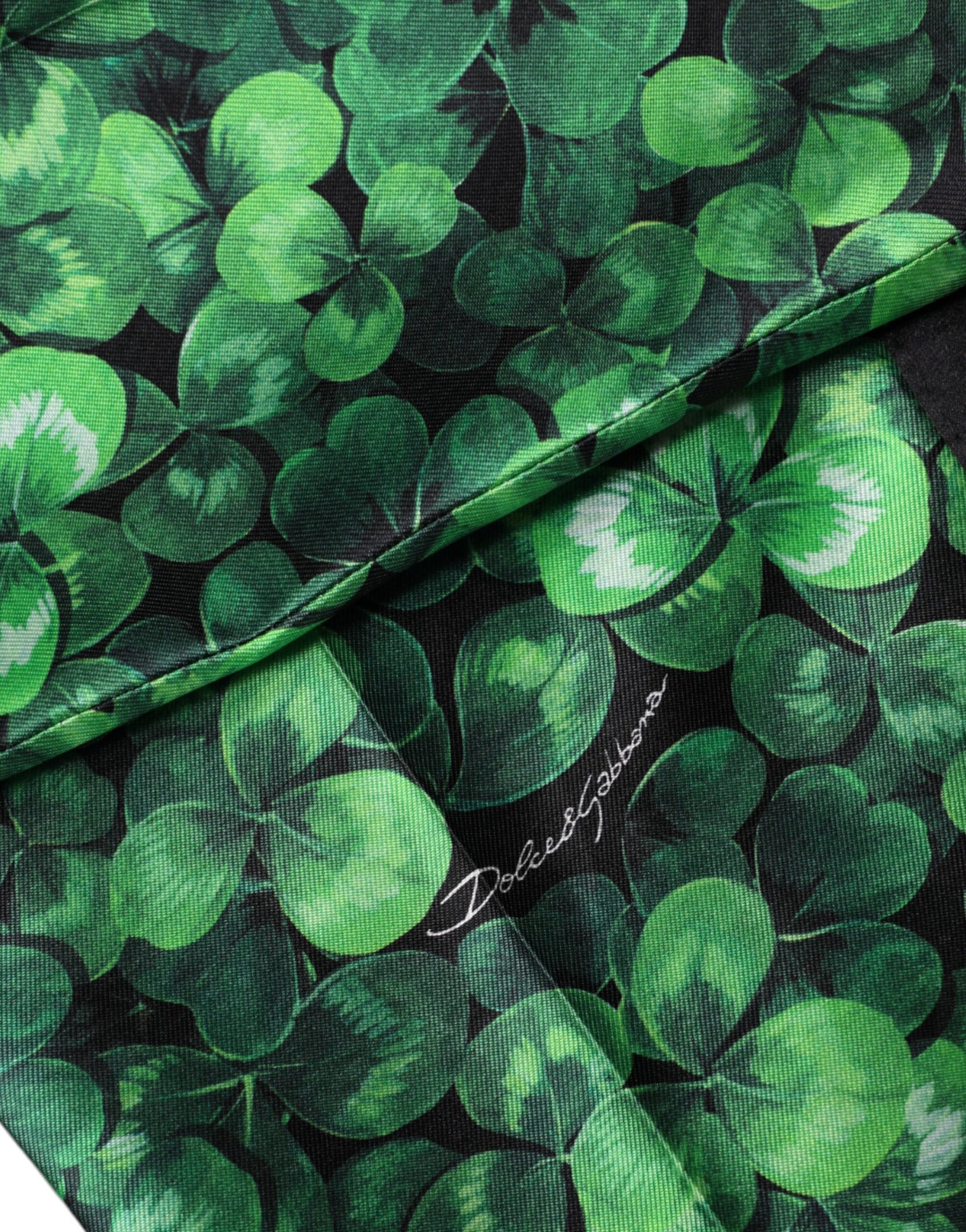 Dolce & Gabbana Green Clover Silk Satin High Waist Tapered Pants | Regal Royce