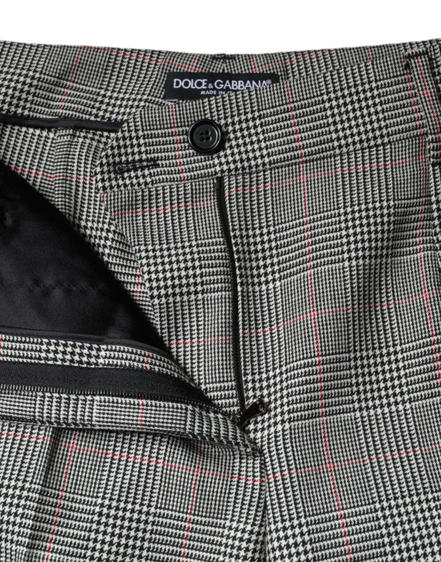 Dolce & Gabbana Gray Plaid Wool Mid Waist Women Tapered Pants | Regal Royce