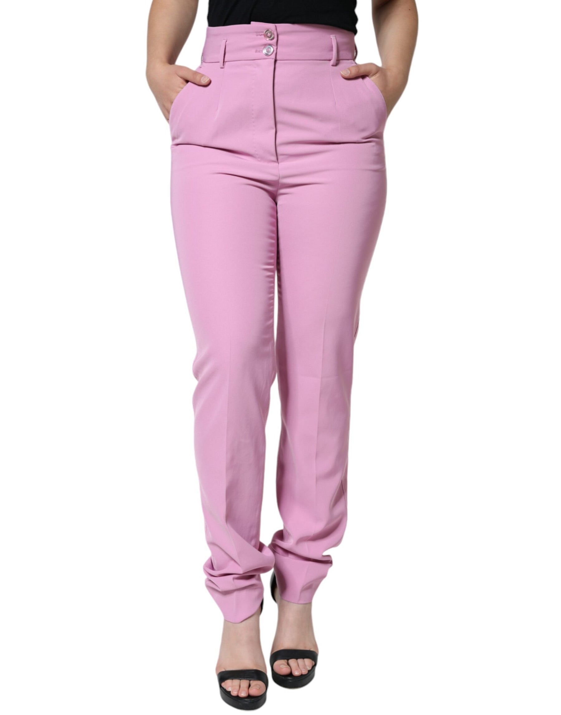 Dolce & Gabbana Pink Polyester High Waist Women Tapered Pants | Regal Royce