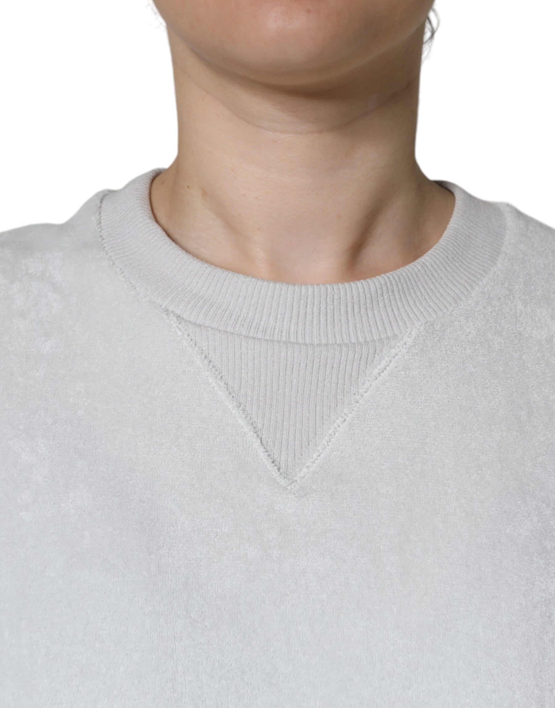 Dolce & Gabbana White Nylon Stretch Crew Neck Pullover Sweater | Regal Royce