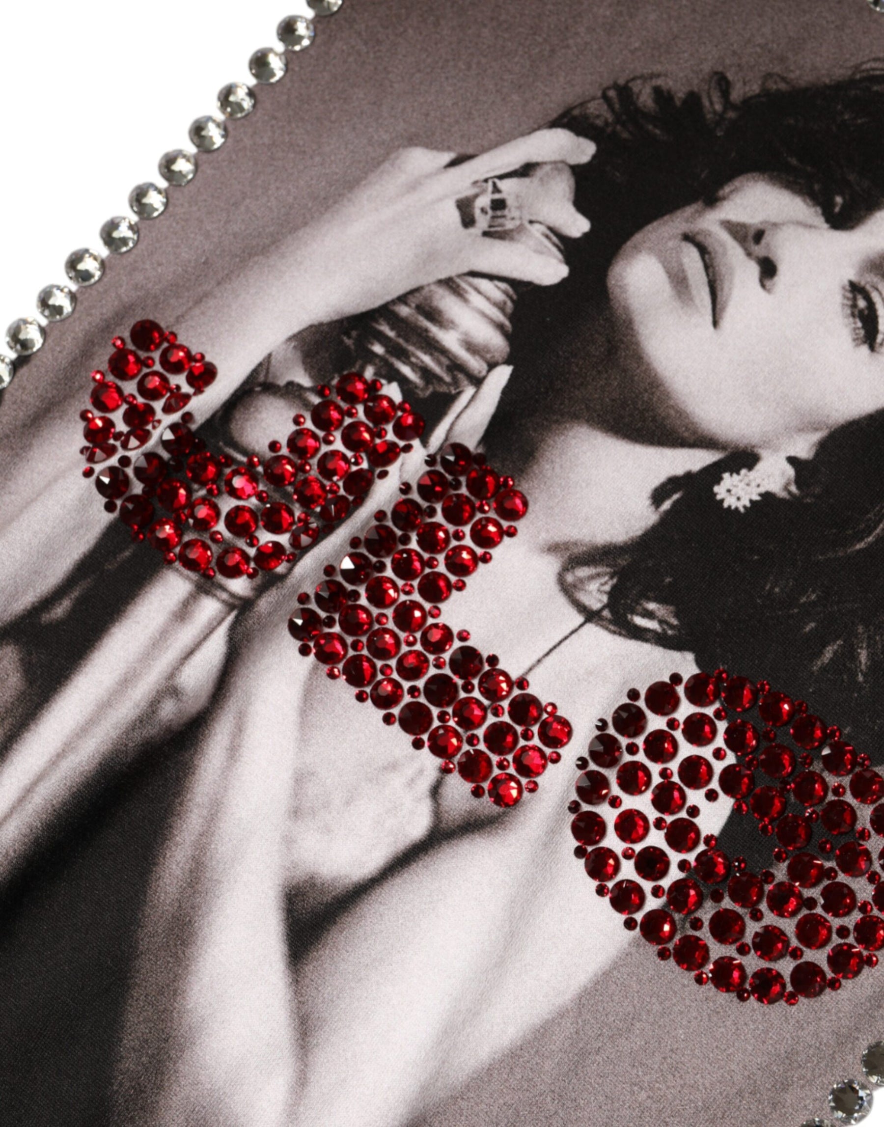 Dolce & Gabbana White Crystal Neckline Embellished Printed T-shirt | Regal Royce