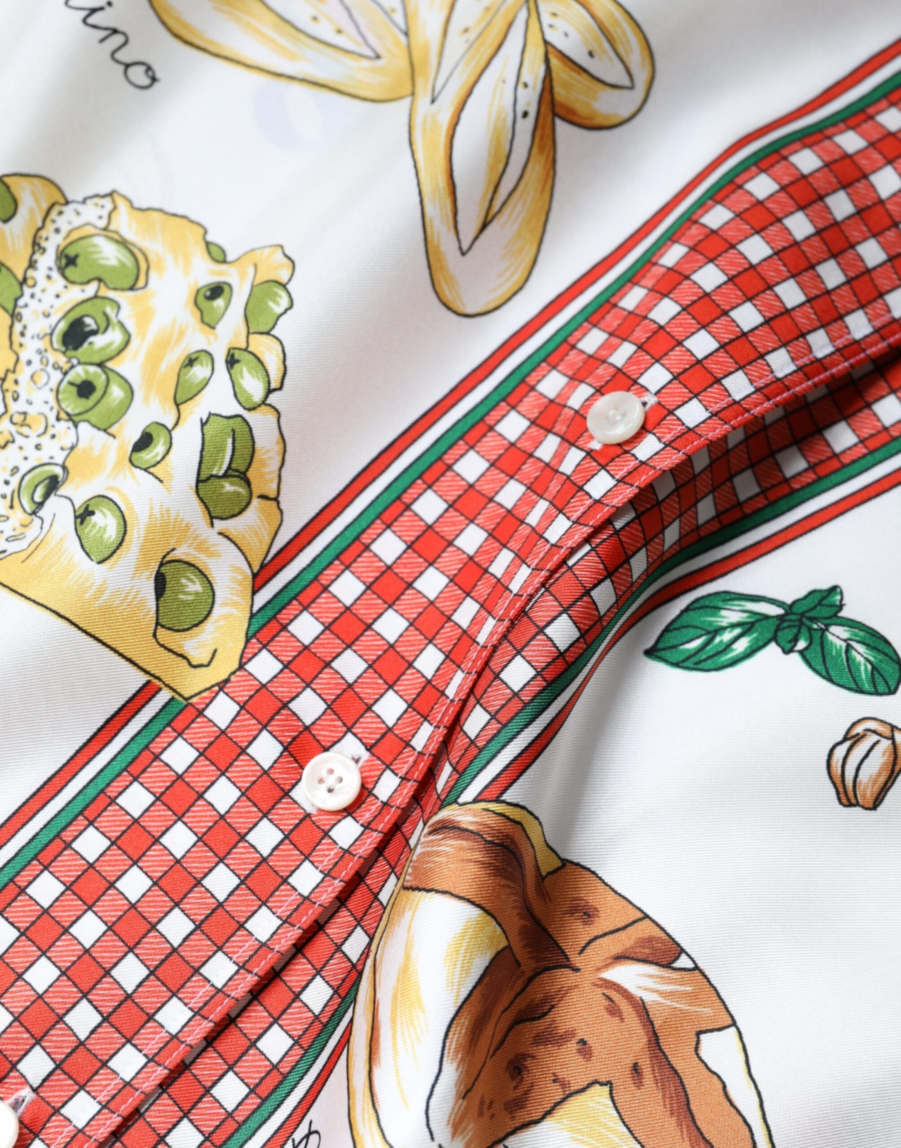 Dolce & Gabbana Multicolor Bread Print Collared Blouse Top | Regal Royce
