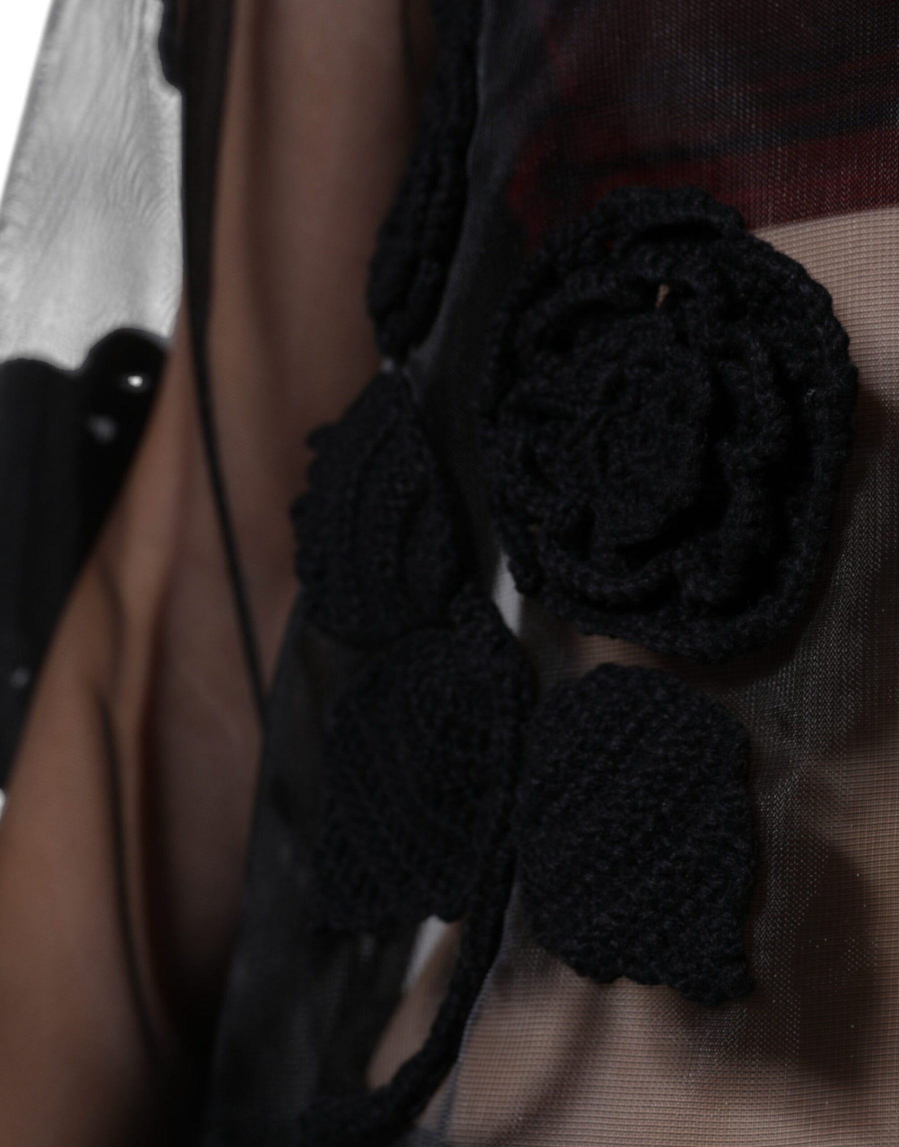 Dolce & Gabbana Black Nylon Mesh Transparent Floral Blouse | Regal Royce