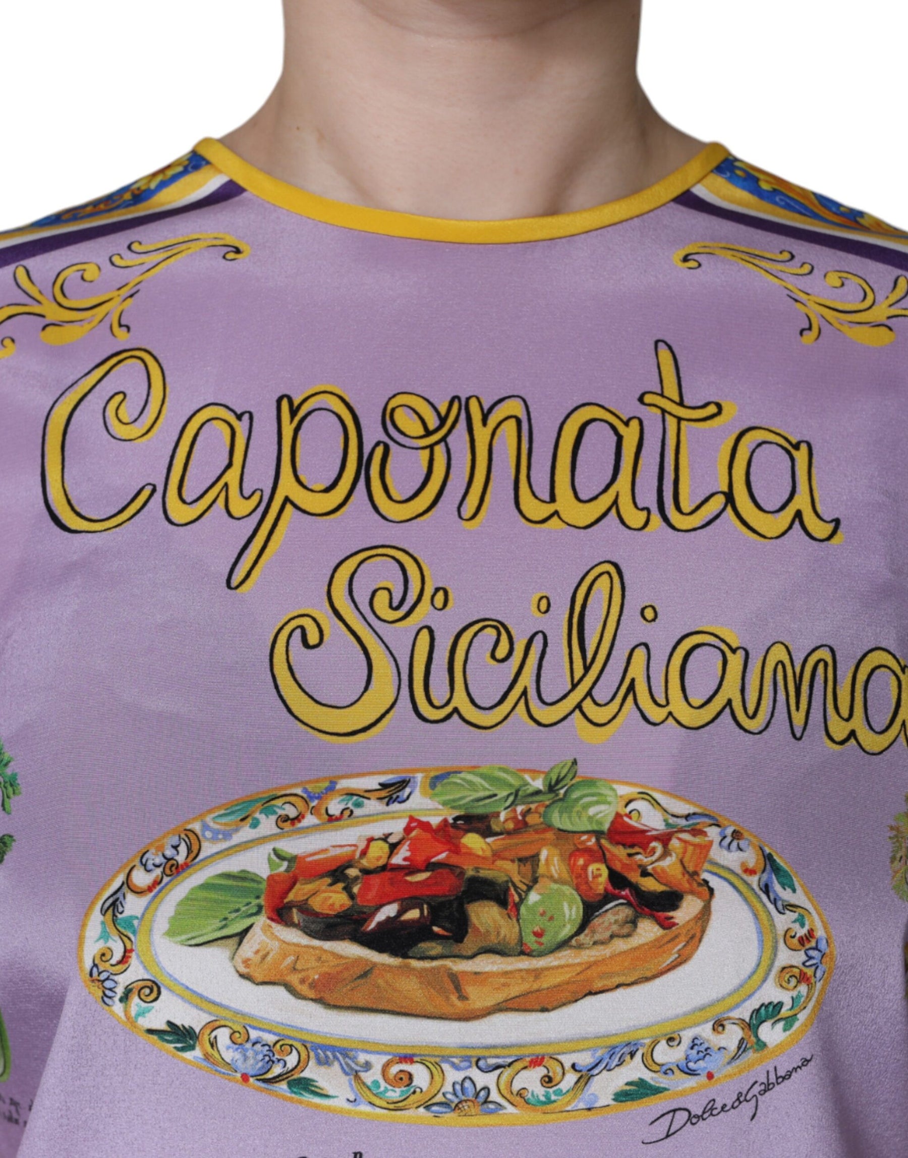 Dolce & Gabbana Purple Silk Caponata Siciliana Print Tank Top | Regal Royce