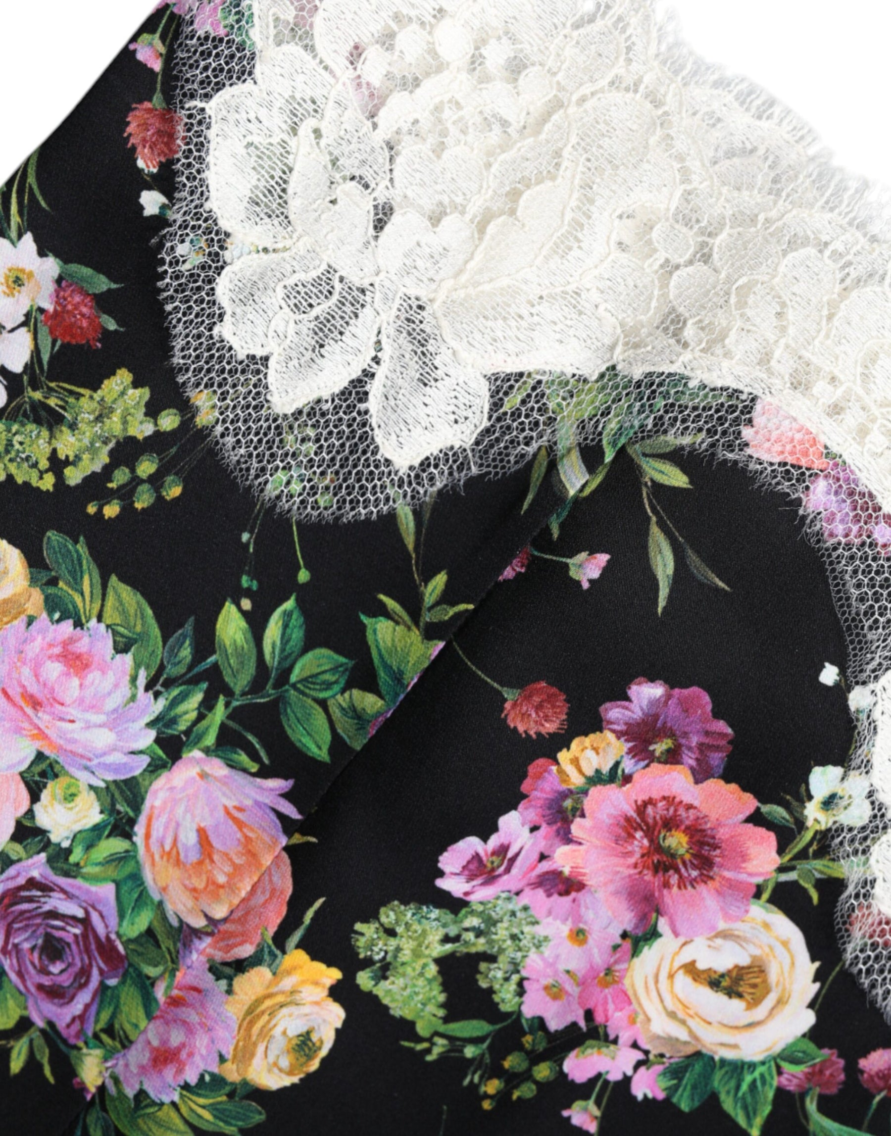Dolce & Gabbana Black Floral Lace Short Sleeves Blouse Top | Regal Royce
