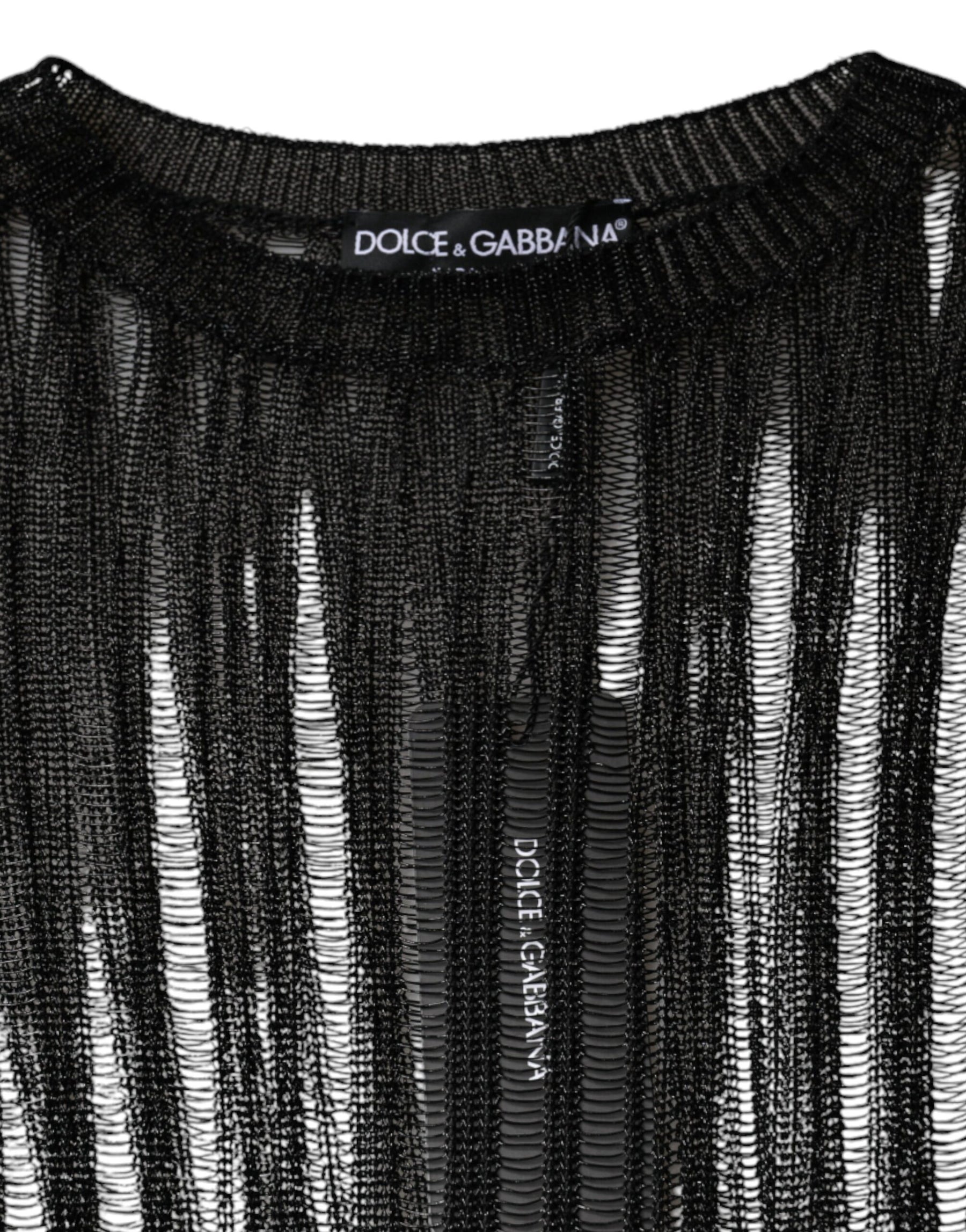 Dolce & Gabbana Black Stripe See Through Long Sleeves Top | Regal Royce