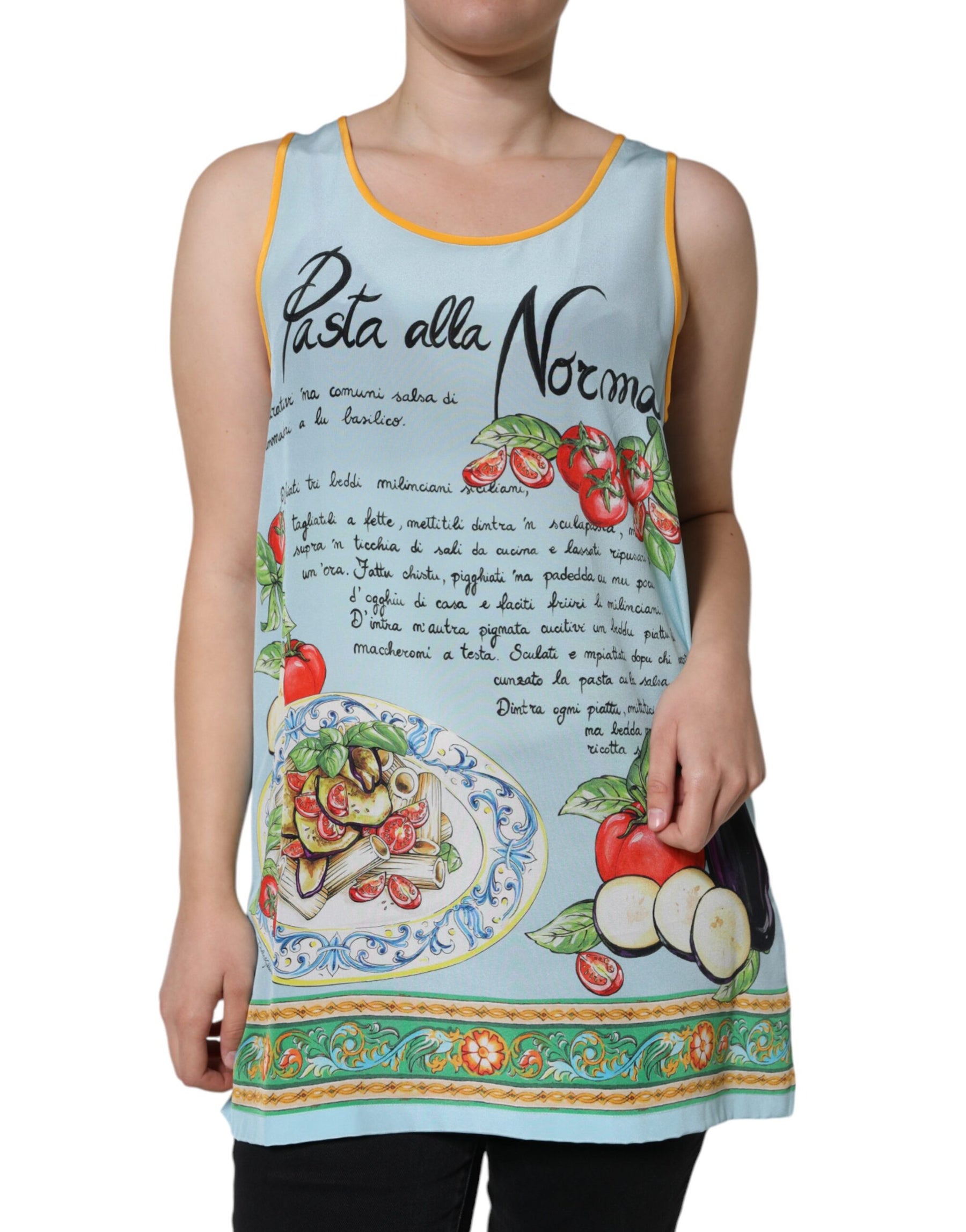Dolce & Gabbana Multicolor Pasta Alla Norma Print Tank Top | Regal Royce