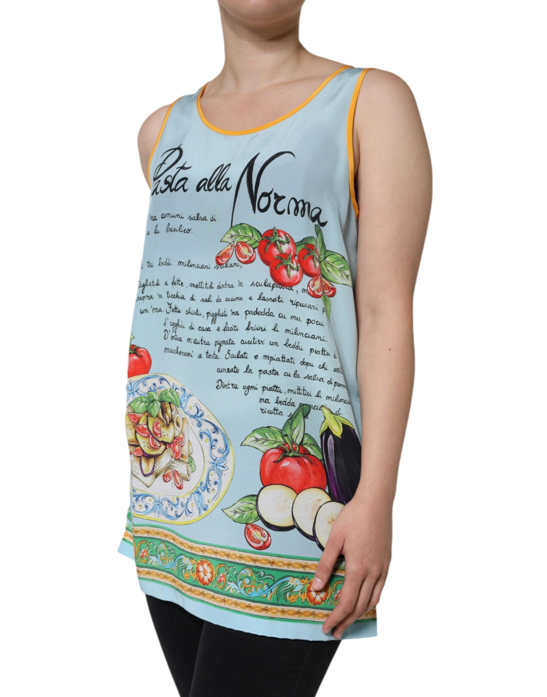 Dolce & Gabbana Multicolor Pasta Alla Norma Print Tank Top | Regal Royce