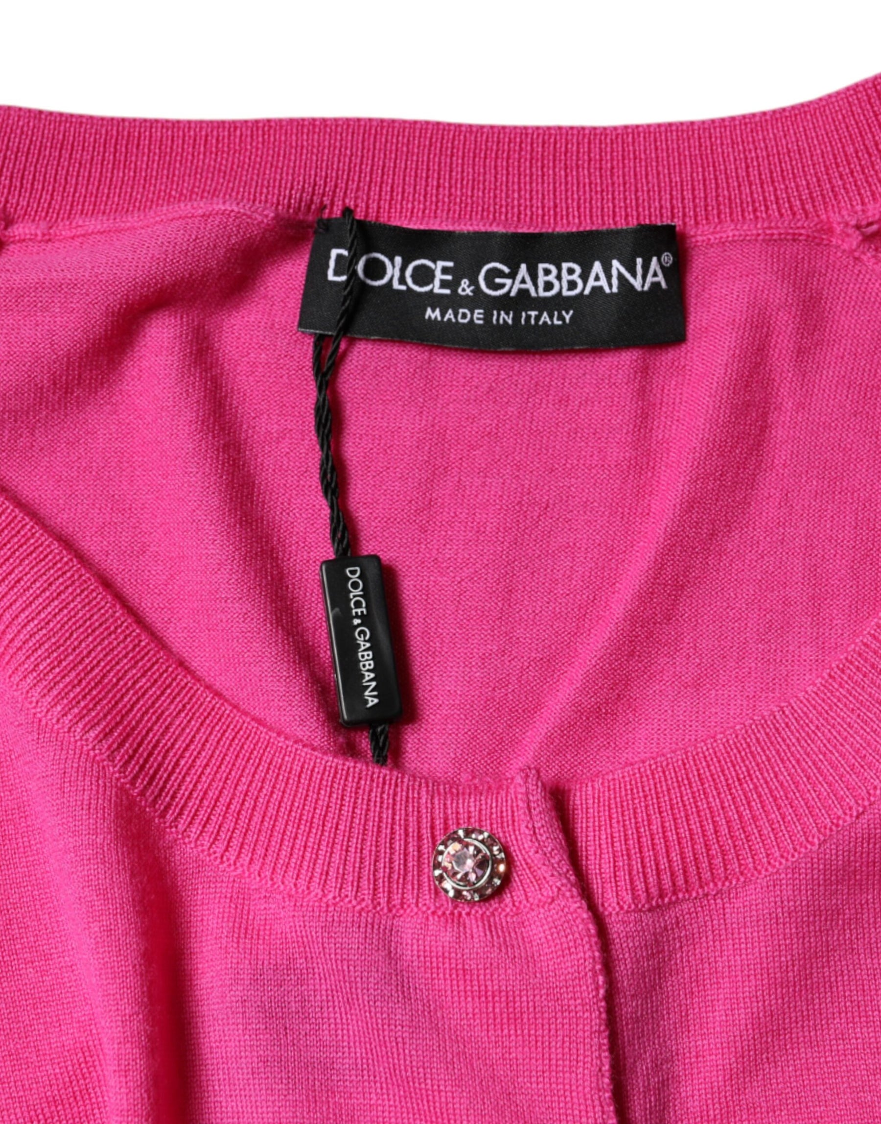 Dolce & Gabbana Pink Wool Button Down Short Sleeve Blouse Top | Regal Royce