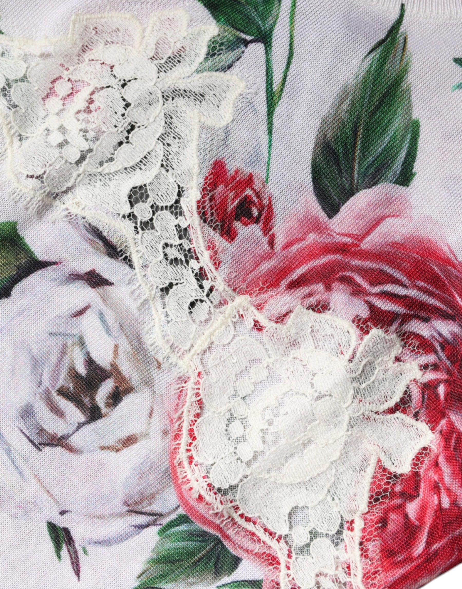 Dolce & Gabbana White Floral Lace Silk Sleeveless Tank Top | Regal Royce