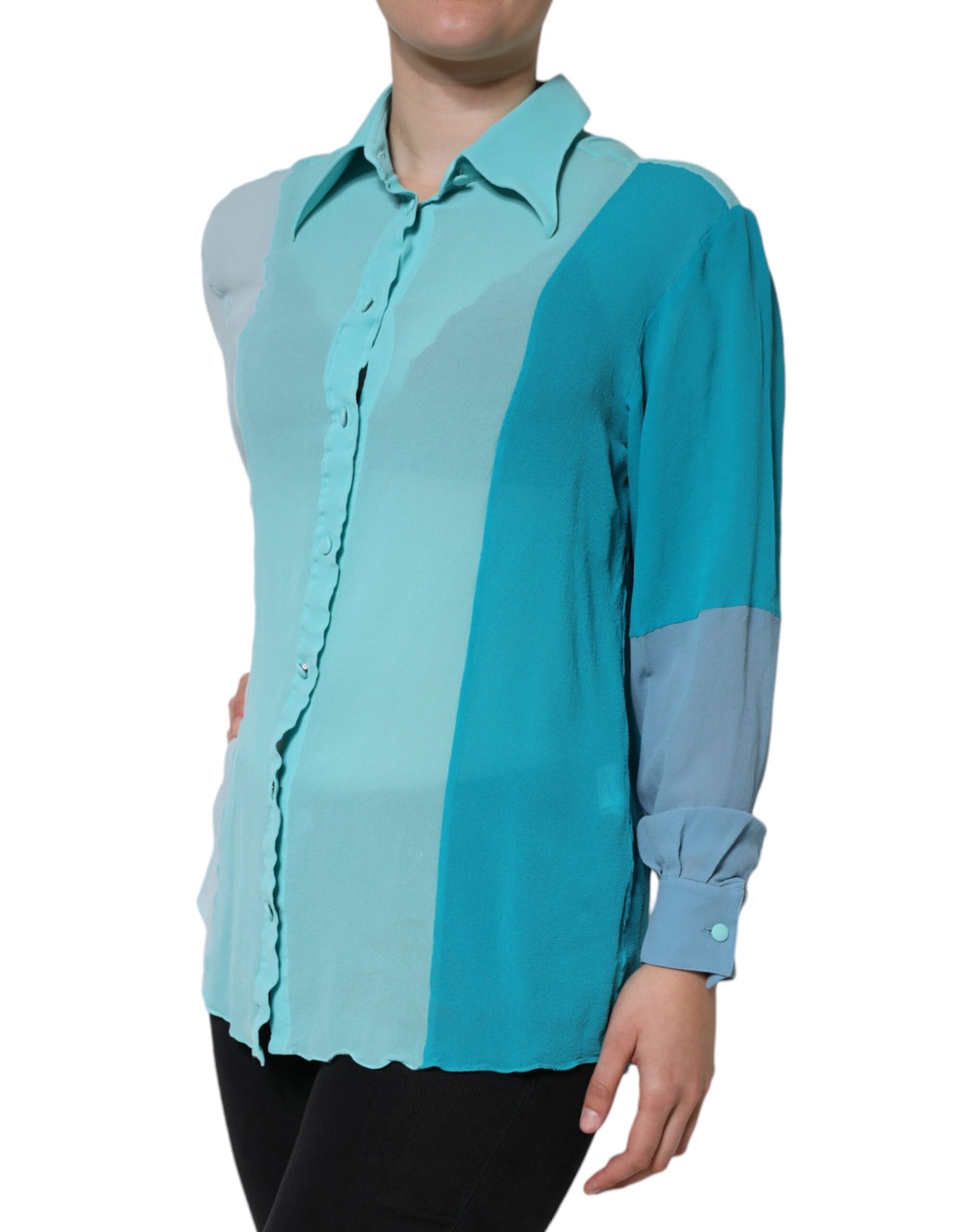 Dolce & Gabbana Multicolor Long Sleeve Button Blouse Top | Regal Royce