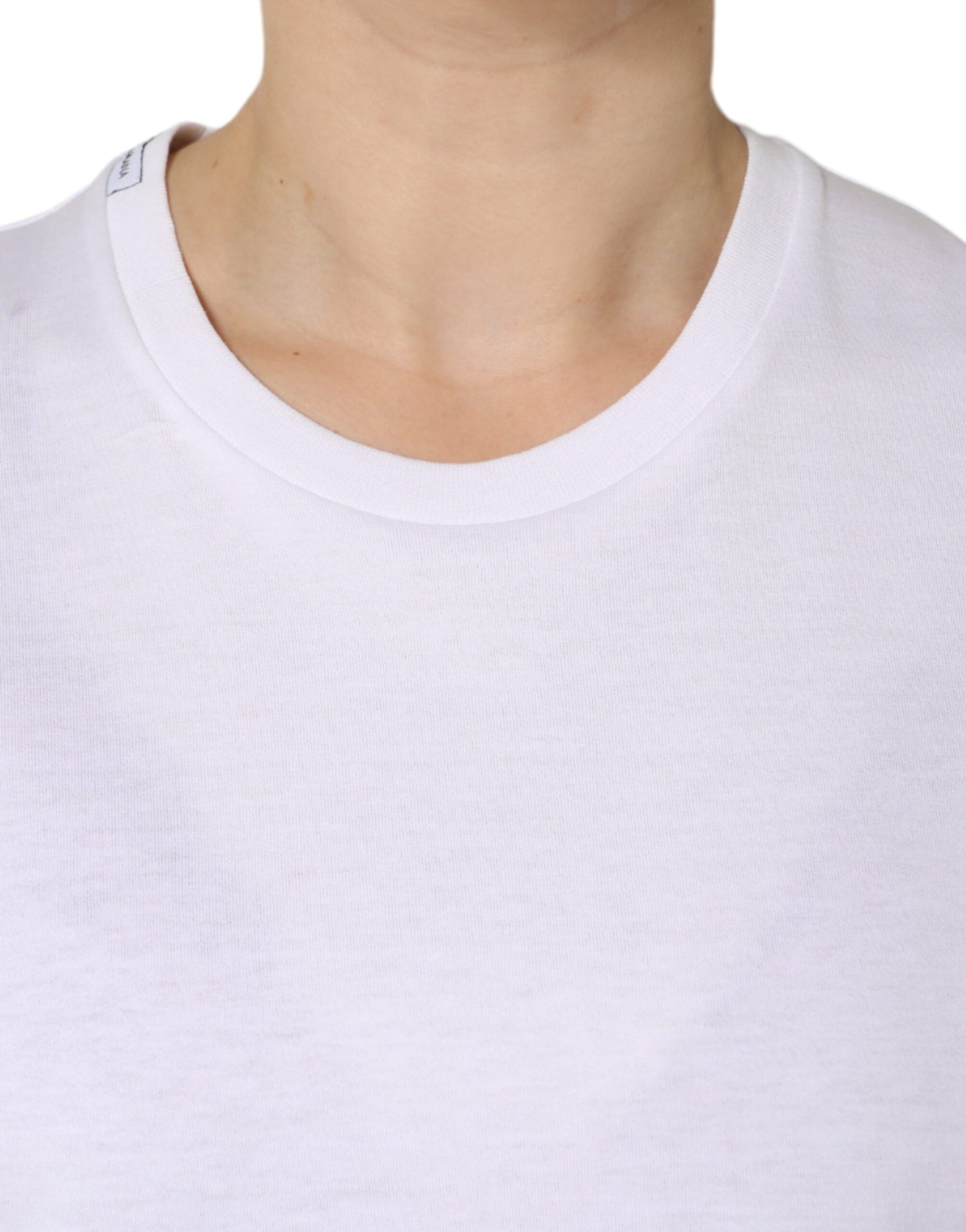 Dolce & Gabbana White Cotton Sleeveless Crew Neck T-shirt | Regal Royce