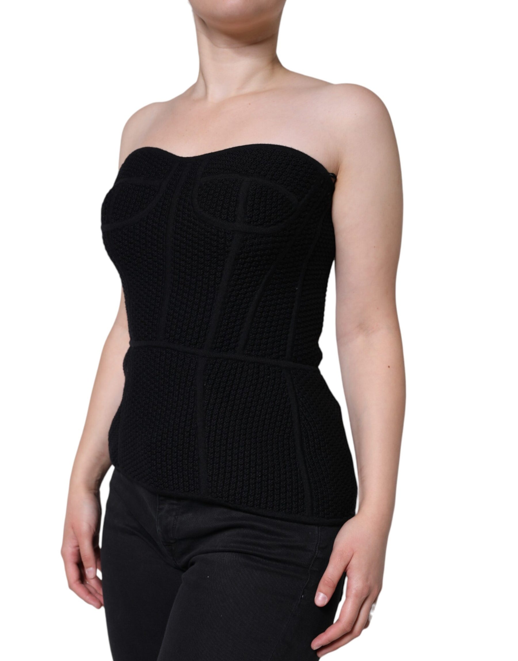 Dolce & Gabbana Black Bustier Sleeveless Corset Blouse Top | Regal Royce