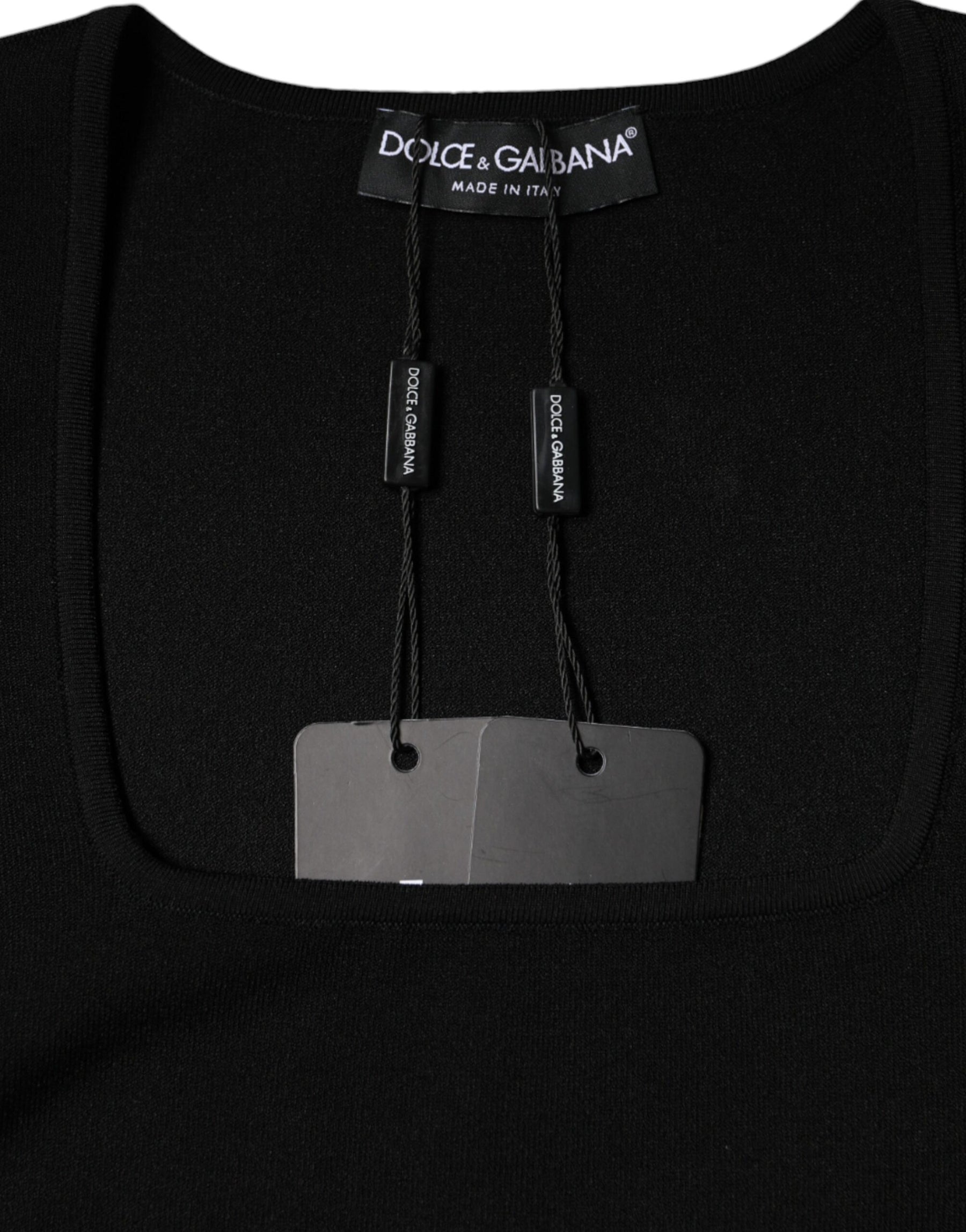 Dolce & Gabbana Black Long Sleeves Blouse Square Neck Top | Regal Royce