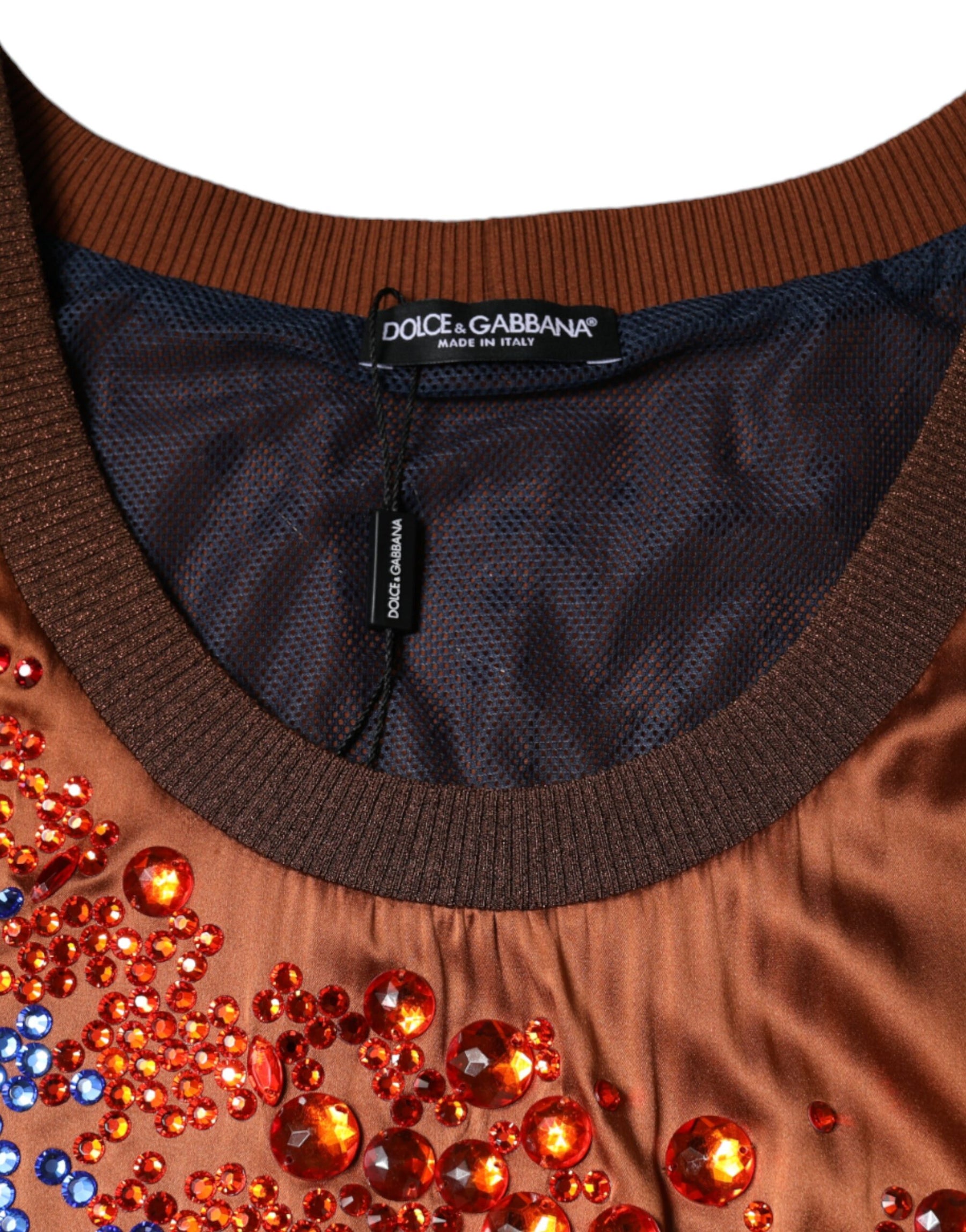 Dolce & Gabbana Brown Crystal Embellished Sleeveless Tank Top | Regal Royce