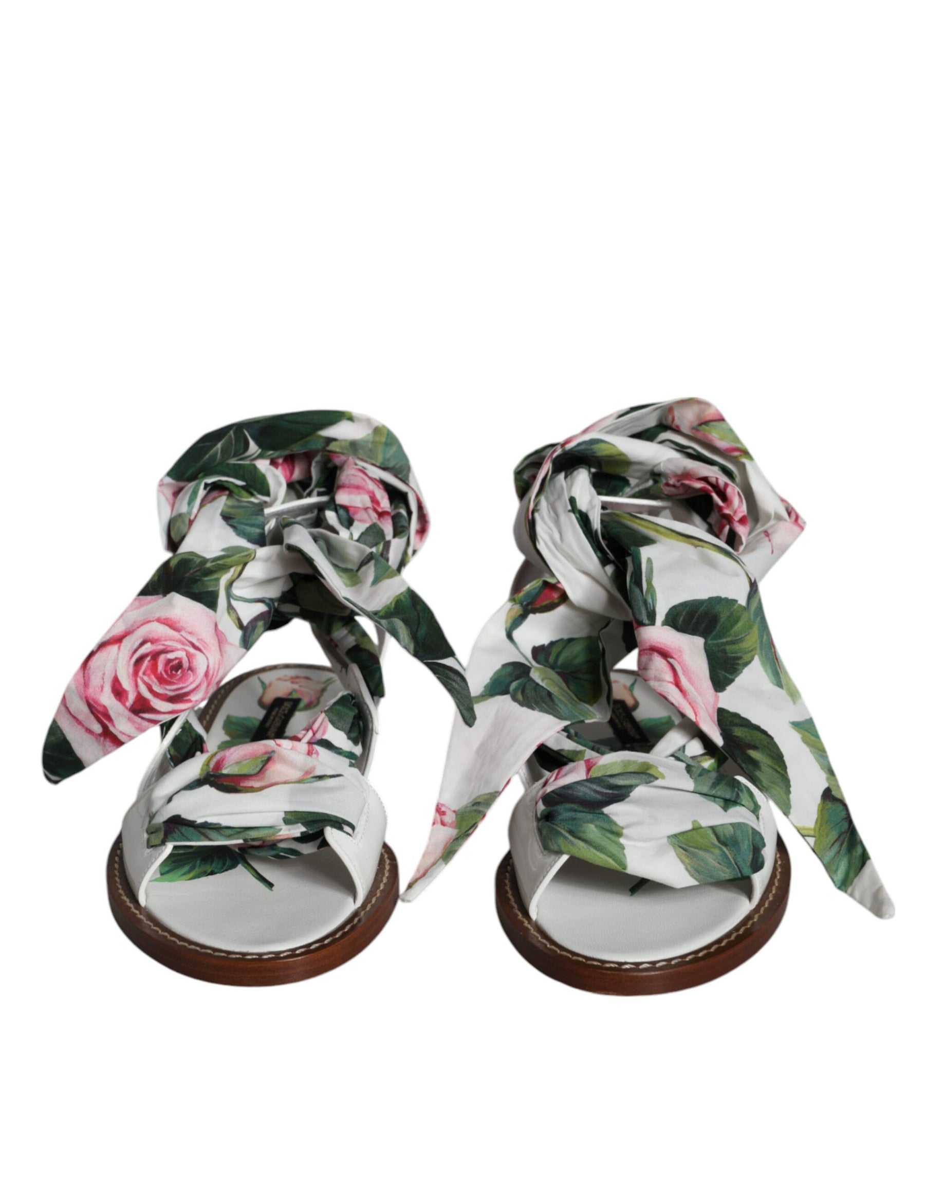 Dolce & Gabbana Multicolor Floral Print Ankle Wrap Sandals Shoes | Regal Royce