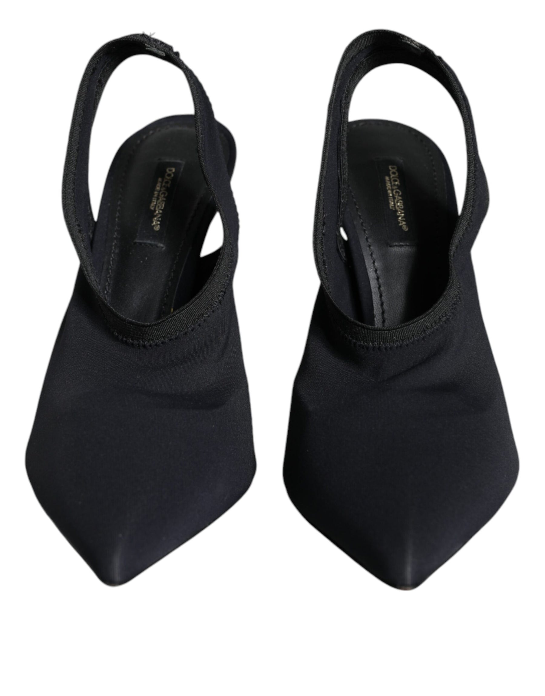 Dolce & Gabbana Black Jersey Stretch Heels Slingback Shoes | Regal Royce