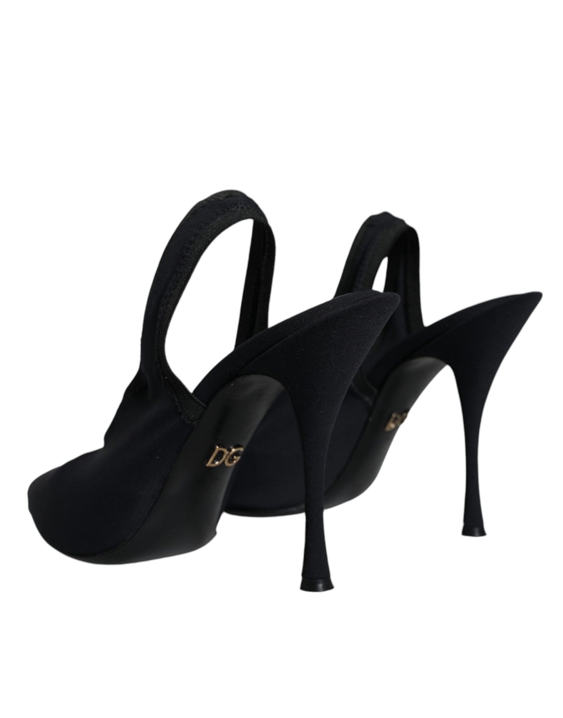 Dolce & Gabbana Black Jersey Stretch Heels Slingback Shoes | Regal Royce