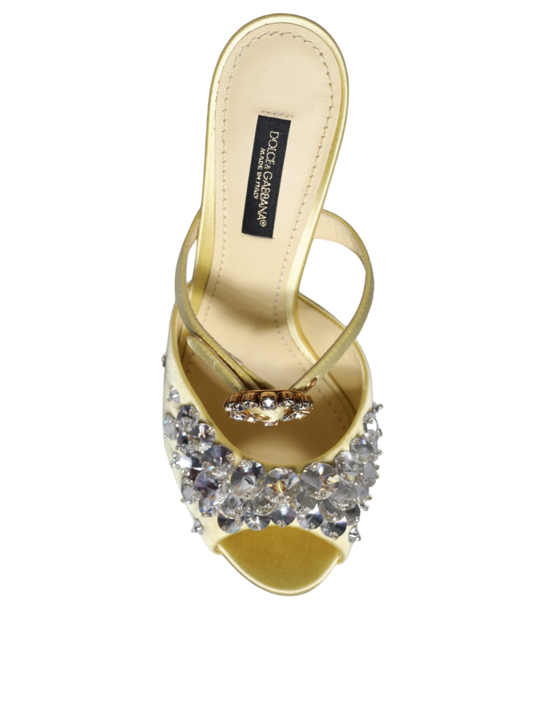 Dolce & Gabbana Yellow Mary Janes Satin Crystal Sandals Shoes | Regal Royce