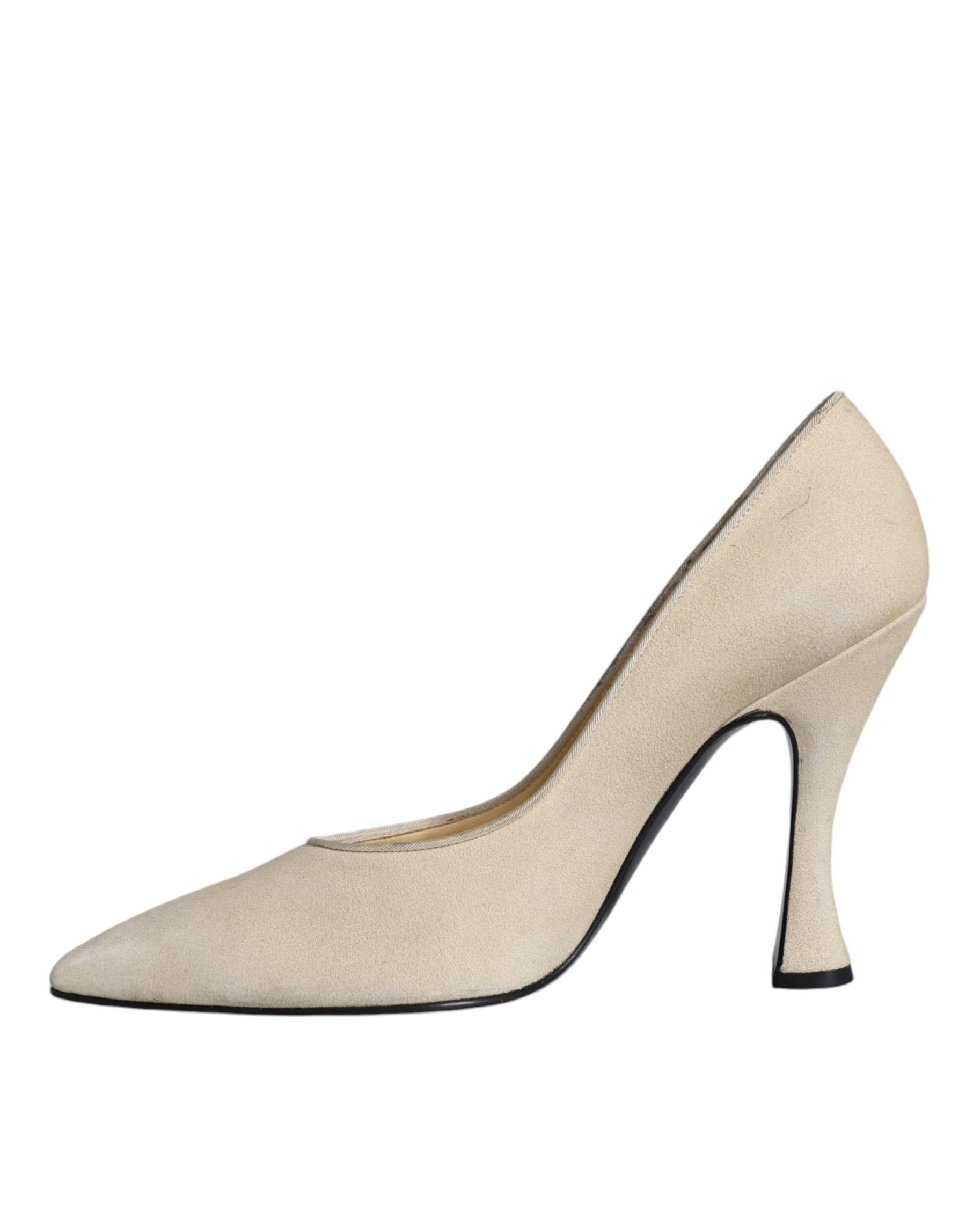 Dolce & Gabbana Beige Suede Leather High Heels Pumps Shoes | Regal Royce