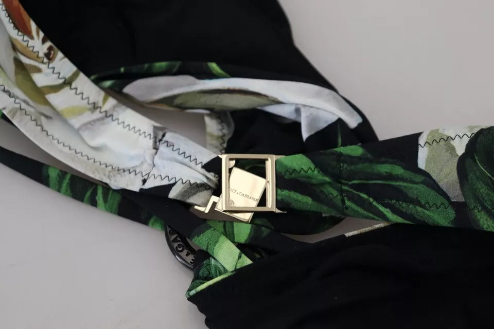 Dolce & Gabbana Black Floral Halter Beachwear Swimwear Bikini Top | Regal Royce