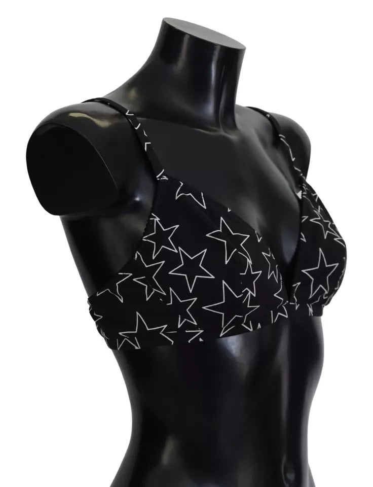 Dolce & Gabbana Black Millennials Star Non Wire Cotton Bra Underwear | Regal Royce