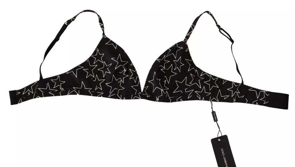 Dolce & Gabbana Black Millennials Star Non Wire Cotton Bra Underwear | Regal Royce