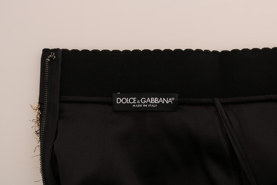 Dolce & Gabbana Gold Black Short Mini Skirt | Regal Royce