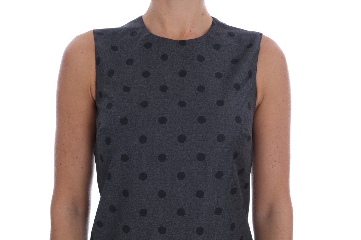 Dolce & Gabbana Gray Polka Dotted Sheath Wool Dress | Regal Royce