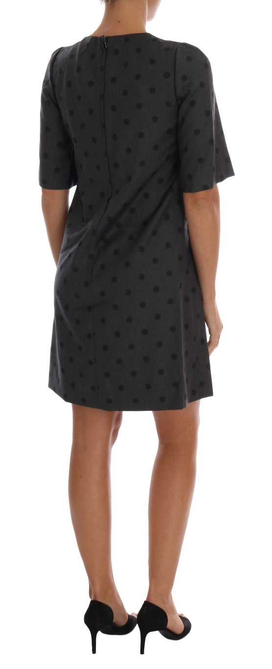 Dolce & Gabbana Gray Polka Dotted Sheath Wool Dress | Regal Royce